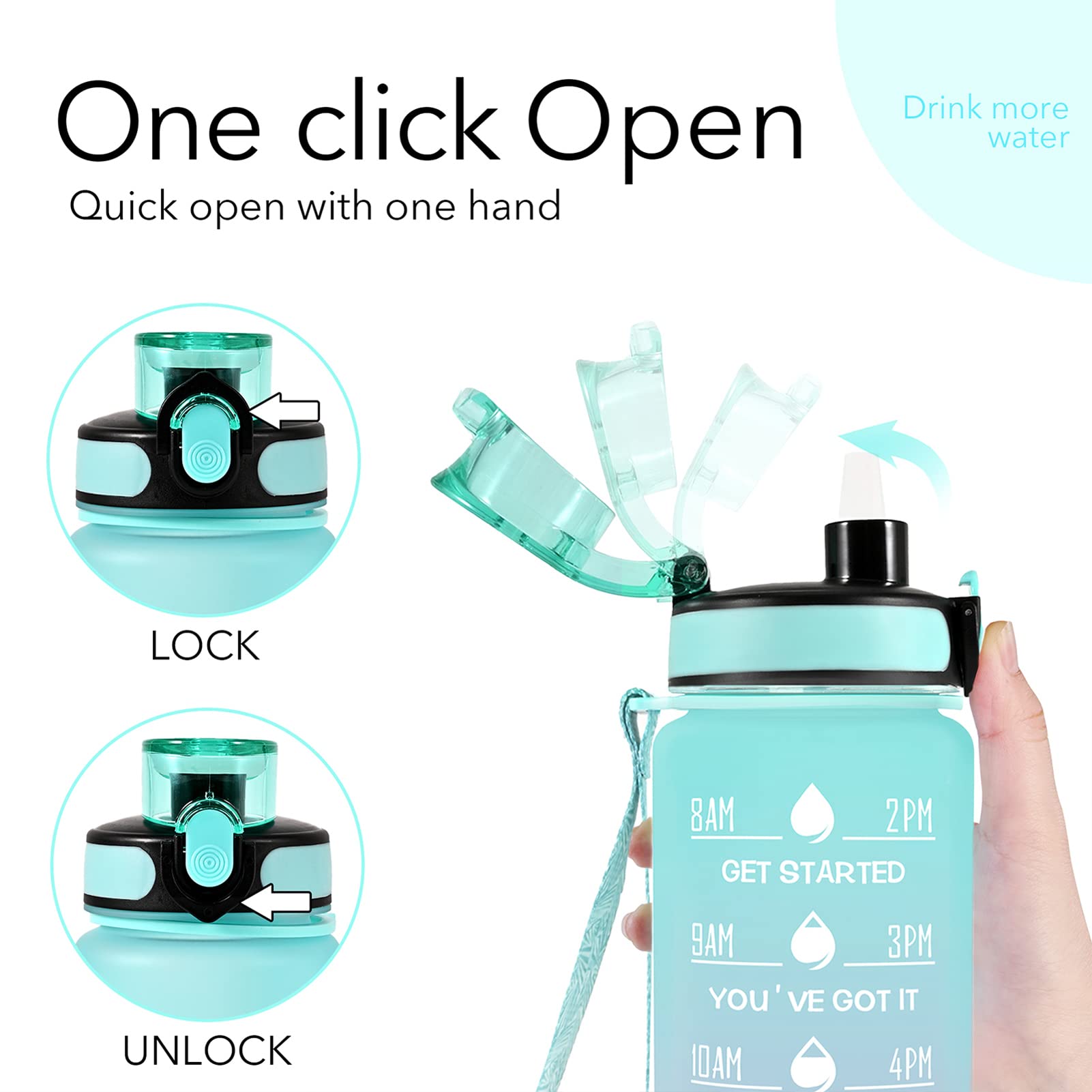 32 Oz Water Bottle With Straw And Sleeve, Motivational Water Bottle With Time Marker And Adjustable