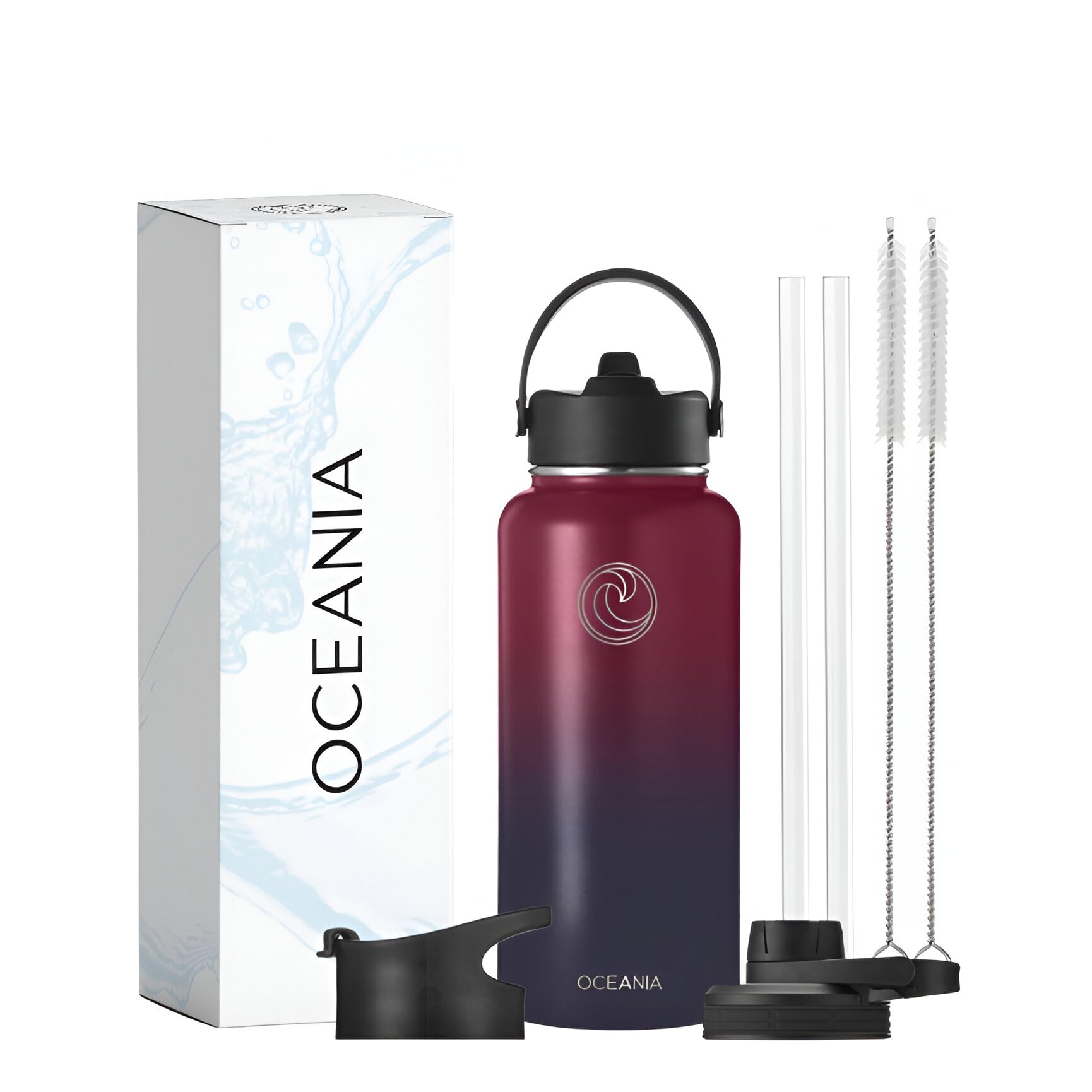Oceania Flask 32Oz Stainless Steel Water Bottles Modern, Leakproof, Hydro-