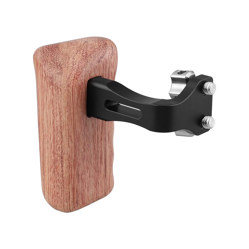 Camvate Wooden Handle Grip With 1/4"-20 Thumbscrew Knob For Dslr Camera Cage Rig (Left Hand) - 2218