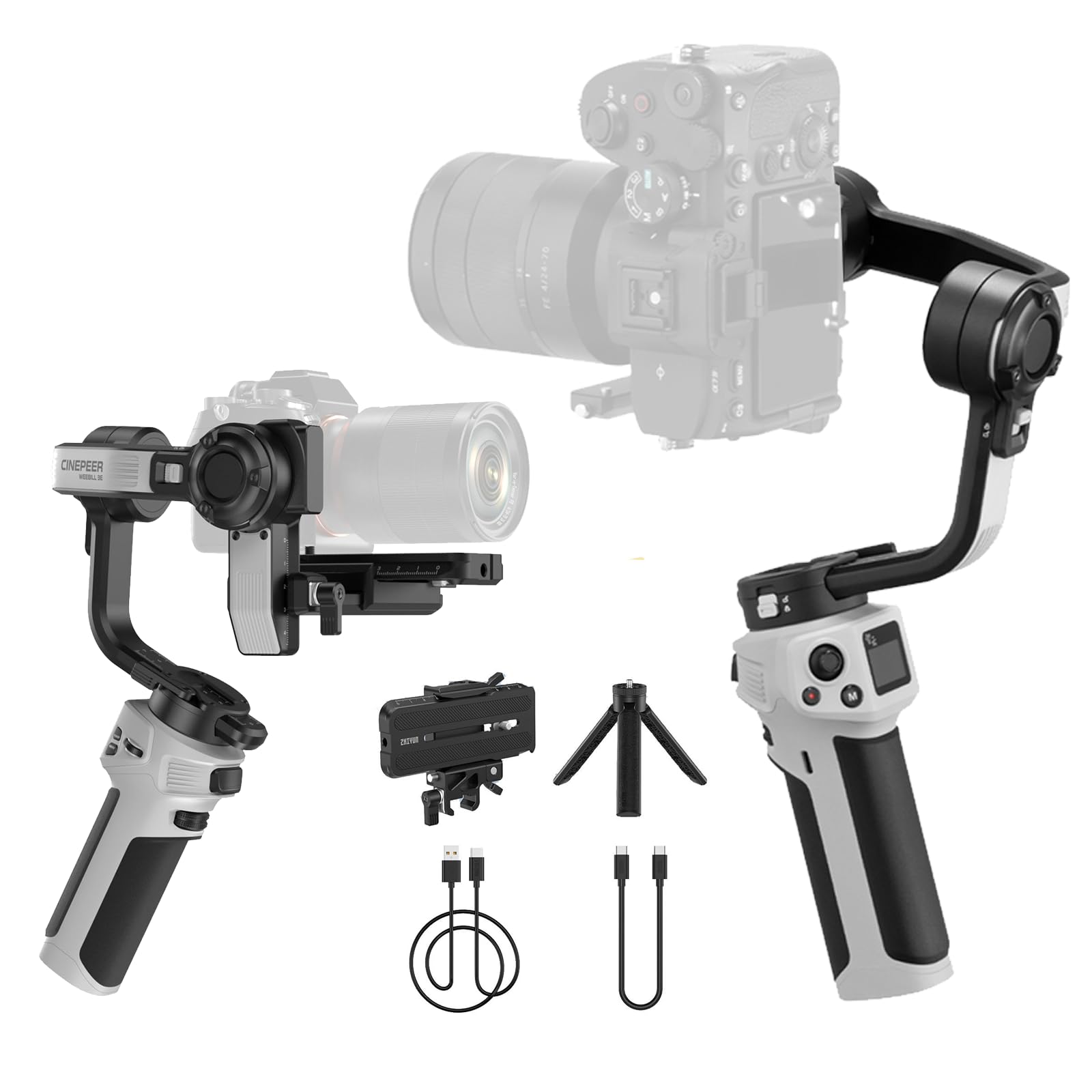 Zhiyun Cinepeer Weebill 3E 3-Axis Gimbal Stabilizer For Canon/Sony/Panasonic/Nikon Camera,Up To 6.6Lbs (3Kg) Payload Extendable Sling Grip Native Vertical Shooting Handheld Camera Gimbal