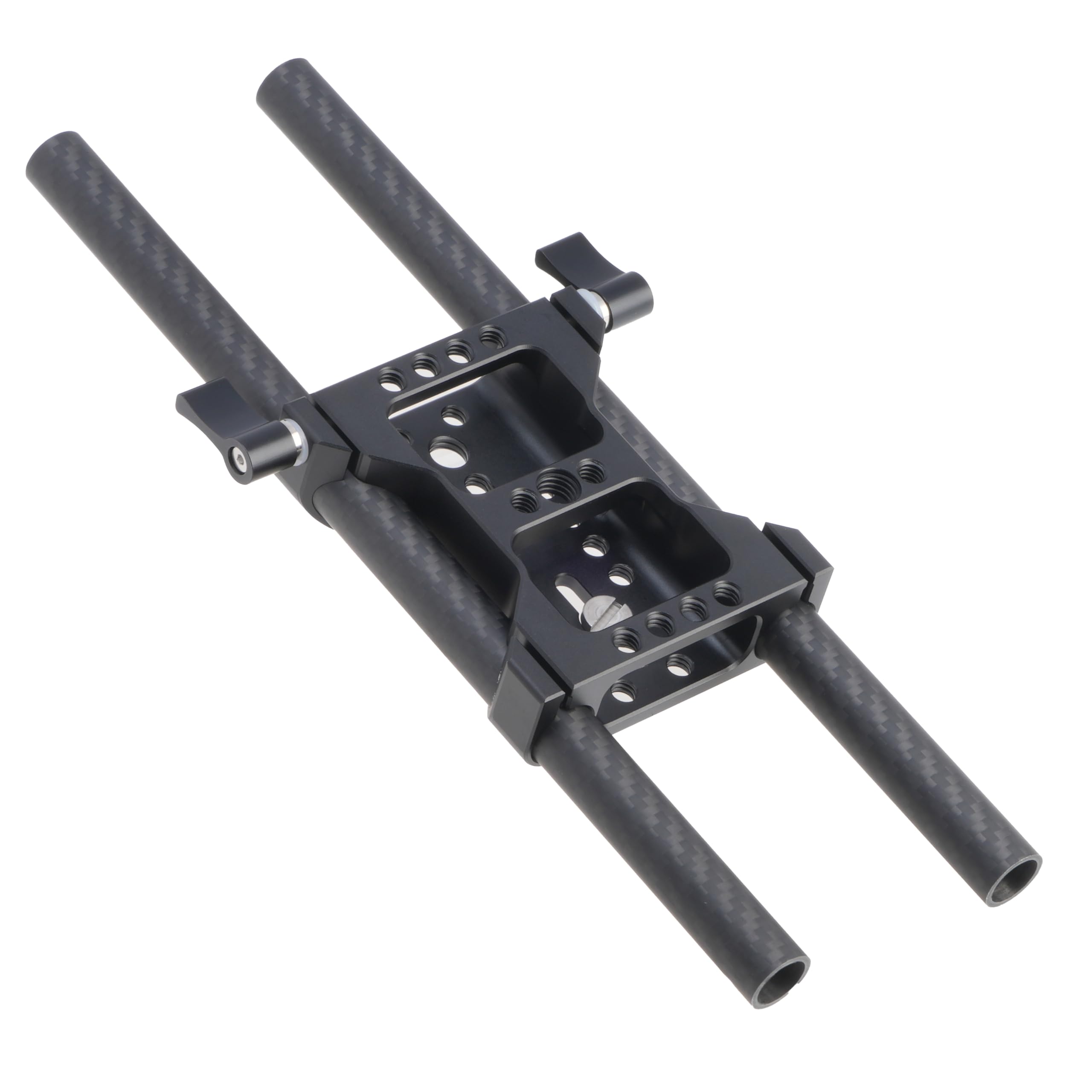 Fotga 15Mm Rail Camera Base Plate With 12Inch Carbon Fiber Rods For Dslr Camera/Cage/Tripod Rig,1/4"-20 3/8"-16 Screw And Holes For Multi-Purpose