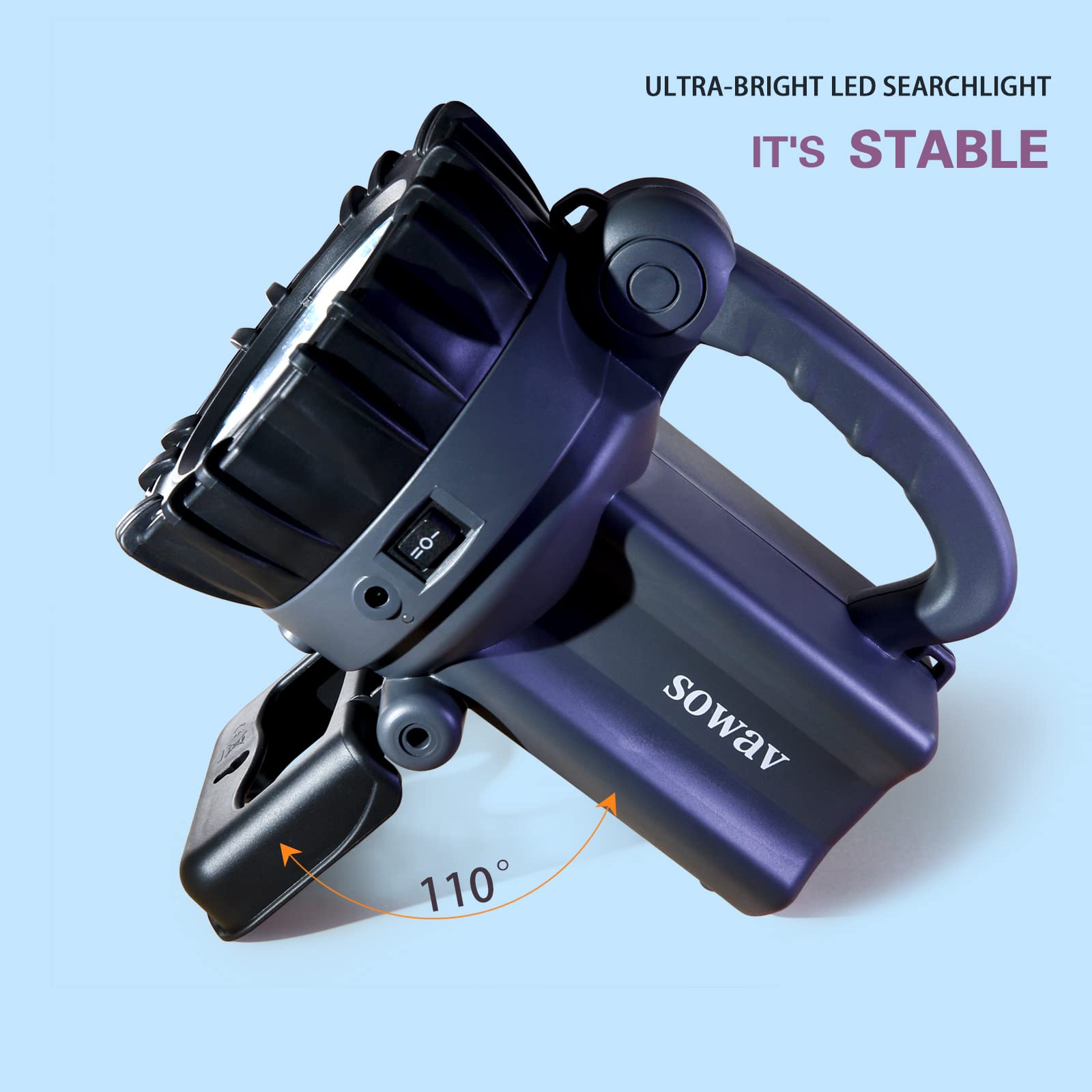 Sowav Rechargeable Spotlight, Super Bright Flashlights High Lumens, Led Searchlight With Handle, Ipx4 Waterproof Spot Lights For Home Security, Camping, Boat, Hunting, Emergency Power Outage