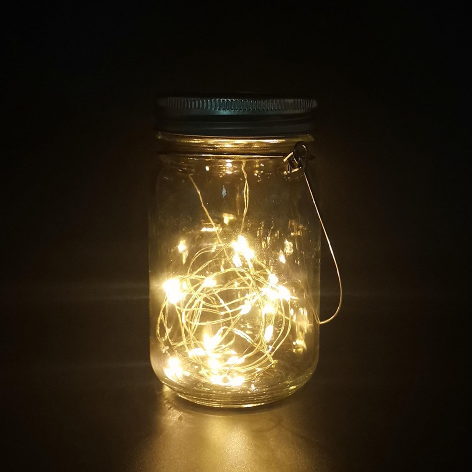 Soonhua Mason Jar Solar Lights, 6 Pack Waterproof Solar Mason Jar Lid String Lights With 6 Hangers 30 Led Jar Lids Fairy Lights For Patio Garden Yard Lawn (Jars Not Included)