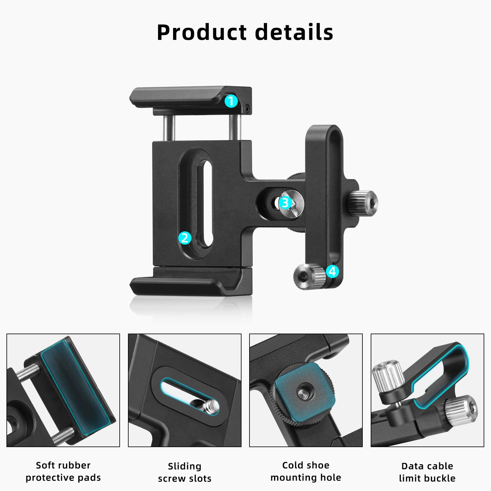 Fanaue Ssd Mount Bracket Ssd Holder With Cold Shoe Cable Clamp, 1.5"-2.1" For Samsung T5 T7 Ssd Sandisk Compatible With Bmpcc 4K /6K /6K Pro Camera Cage