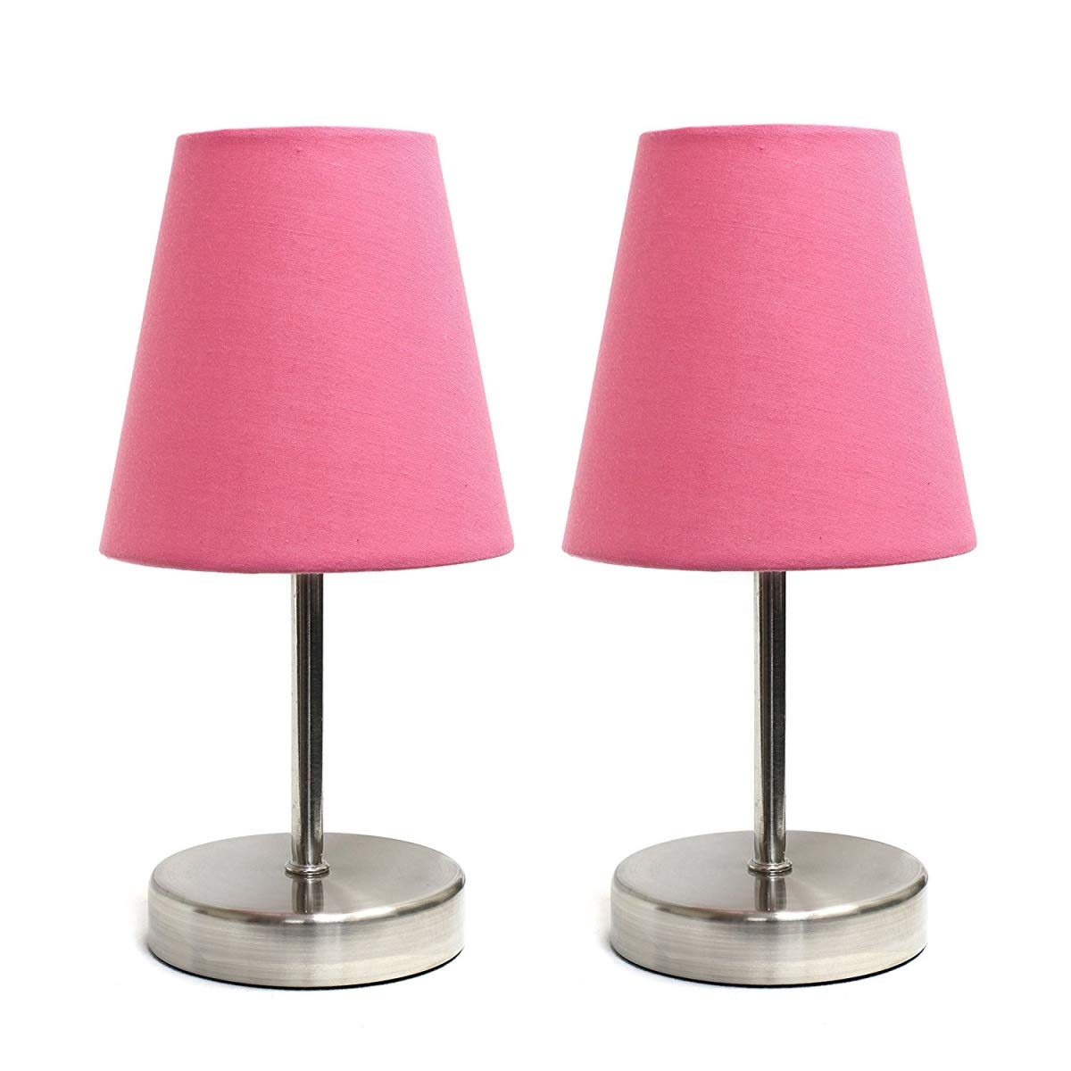 Starbright Two Pack Sand Nickel Basic Table Lamp With Pink Shade