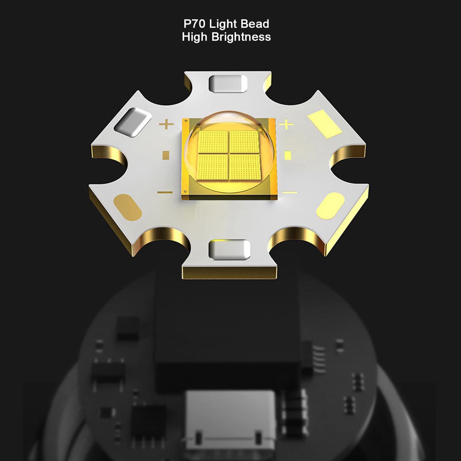 Tgoon Flashlight , Outdoor Flashlights Various Modes P70 Light Bead For Hiking