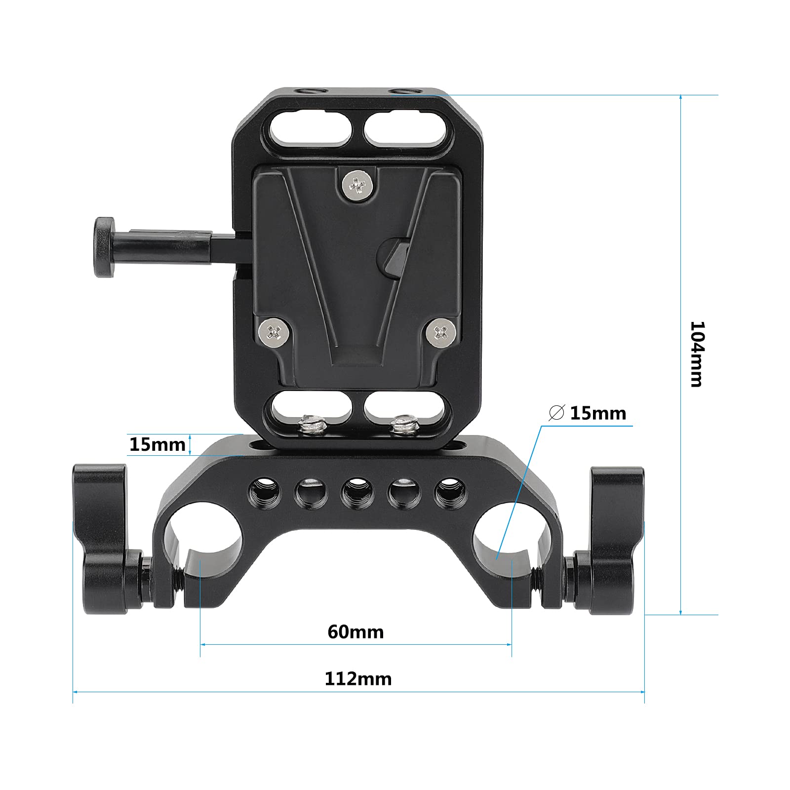 Camvate V-Lock Quick Release Adapter With 15Mm Railblock Rod Holder For Camera Cage Rig - 2865