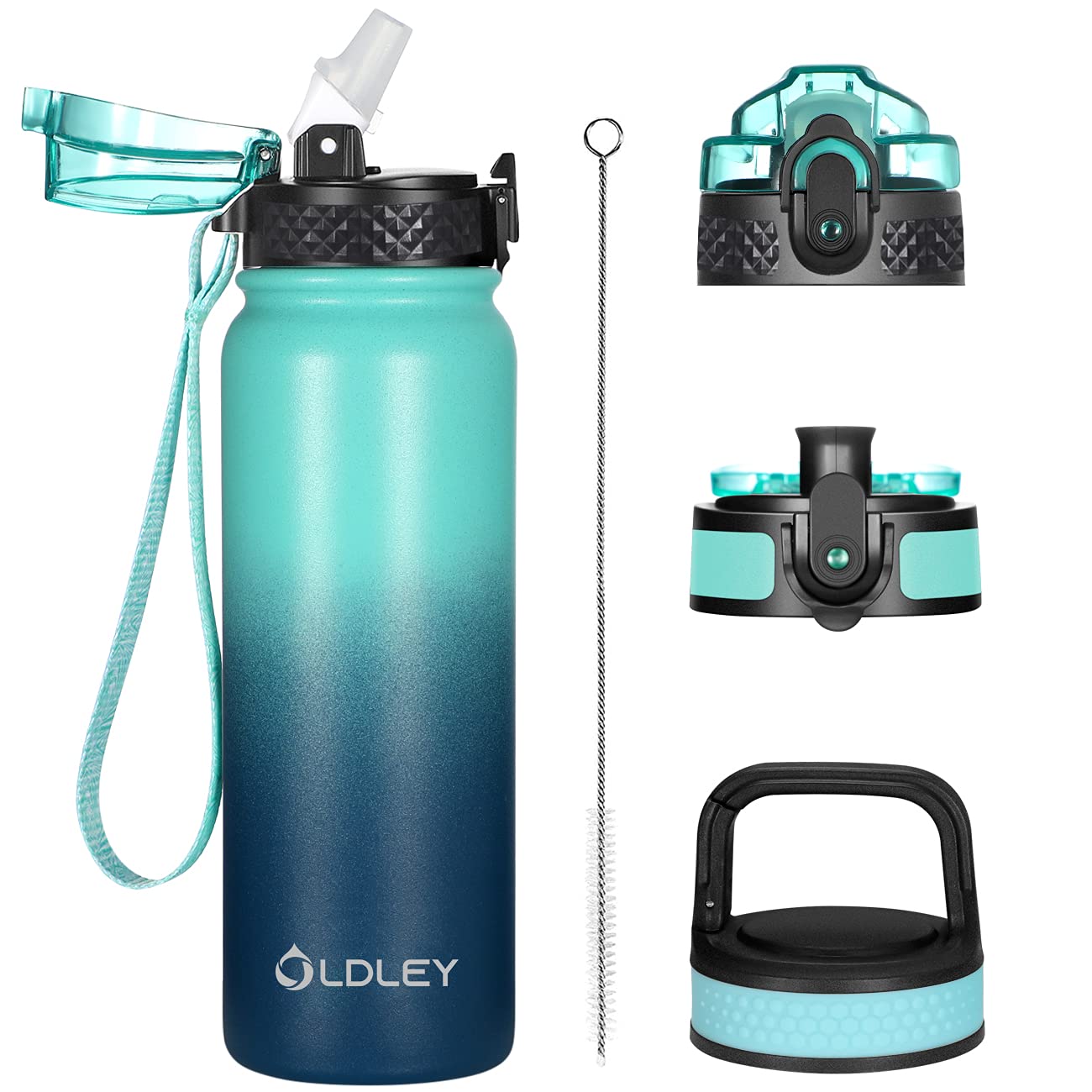 Oldley Insulated Water Bottle 20Oz For Adults Kids Stainless Steel Water Bottles With Straw/Chug