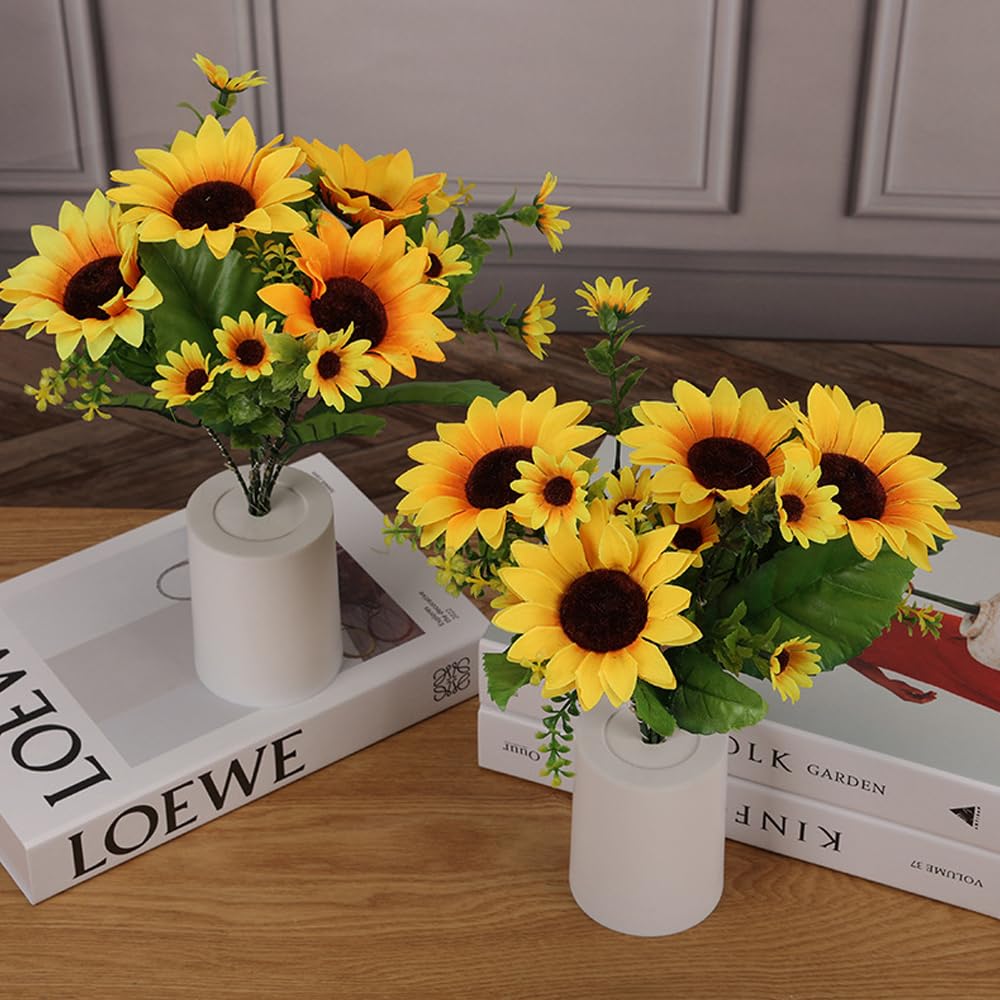 Lifenanny Sunflower Lamp, Battery Operated Artificial Sunflower Led Night Light Flower Table Lamp For Mother'S Day Birthday , Office Desk, Home Bedroom, Bedside Decoration