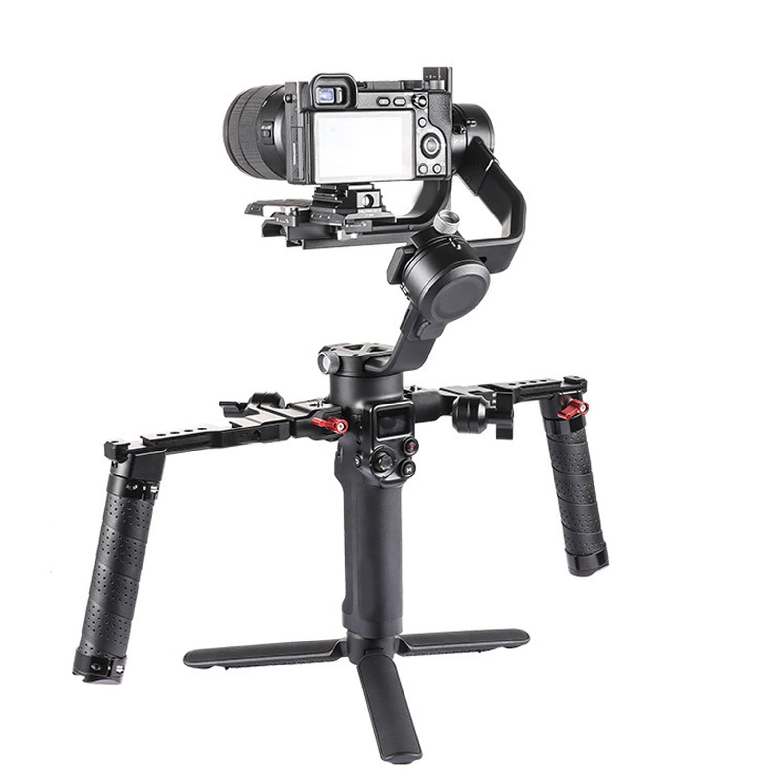 Agatige Stabilizer Foldable Handle, Aluminum Alloy Adjustable Handheld Extension Bracket Sling Handgrip Gimbal Stabilizer For Microphones, Lighting, Receivers, Transmitters