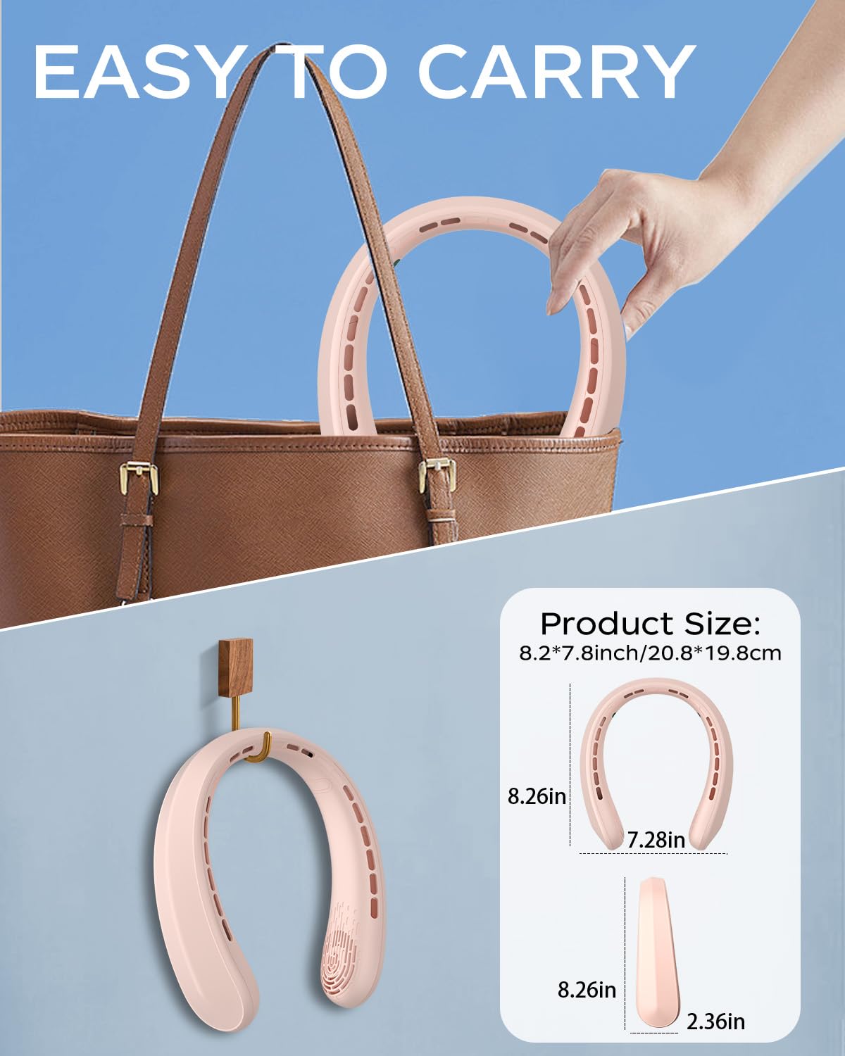 Neck Fan, Portable Neck Fan, 4000 Mah Battery Operated Wearable Personal Fan With Usb Rechargeable