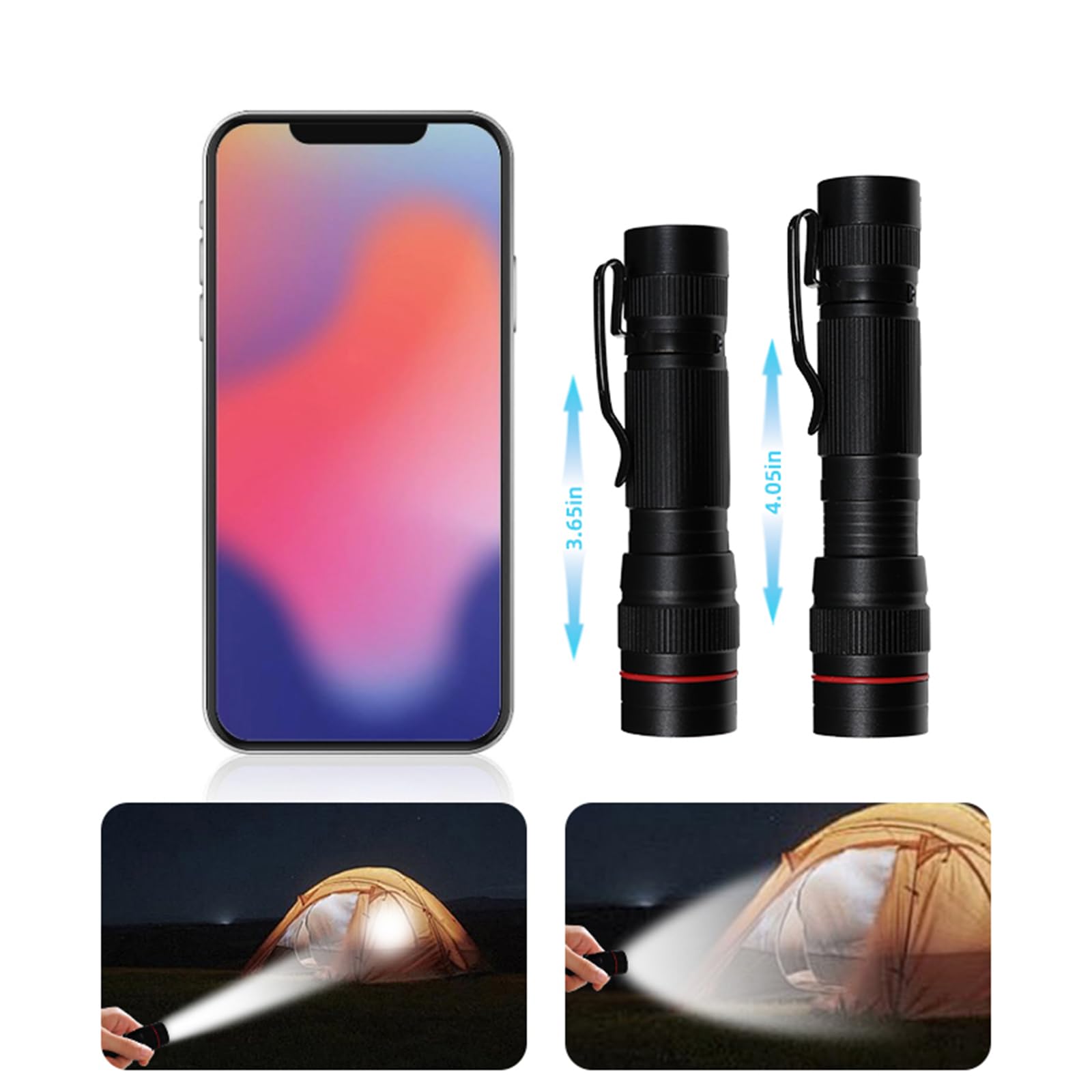 Hilngav 6 Pack Small Mini Led Flashlight, Single Mode Zoomable Flashlights Aa Battery Powerful Flashlights With Pocket Clip, Portable Bulk Edc Pen Flash Light For , Emergency, Camping, Hiking