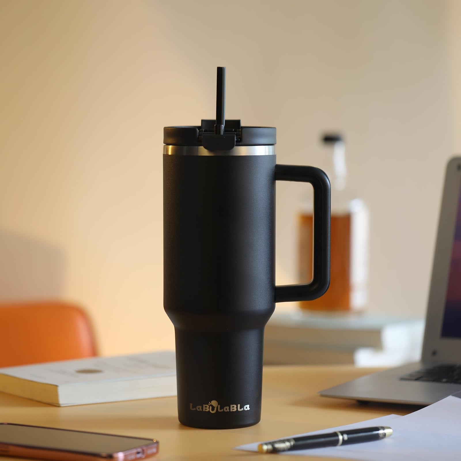 40Oz Tumbler With Handle,Double Wall Vacuum Reusable Stainless Steel Insulated Water Bottle