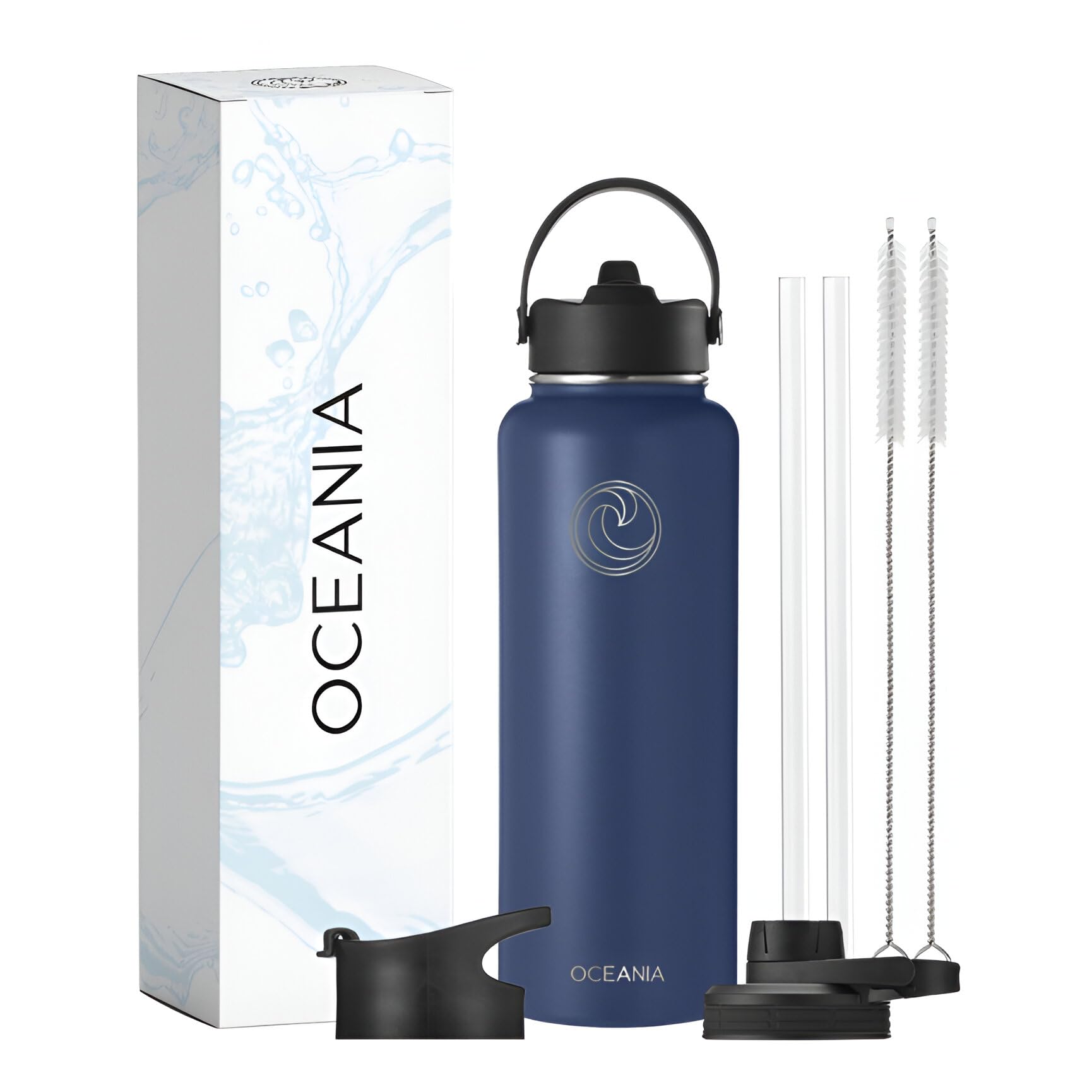 Oceania Flask 40Oz Stainless Steel Water Bottles Modern, Leakproof, Hydro-