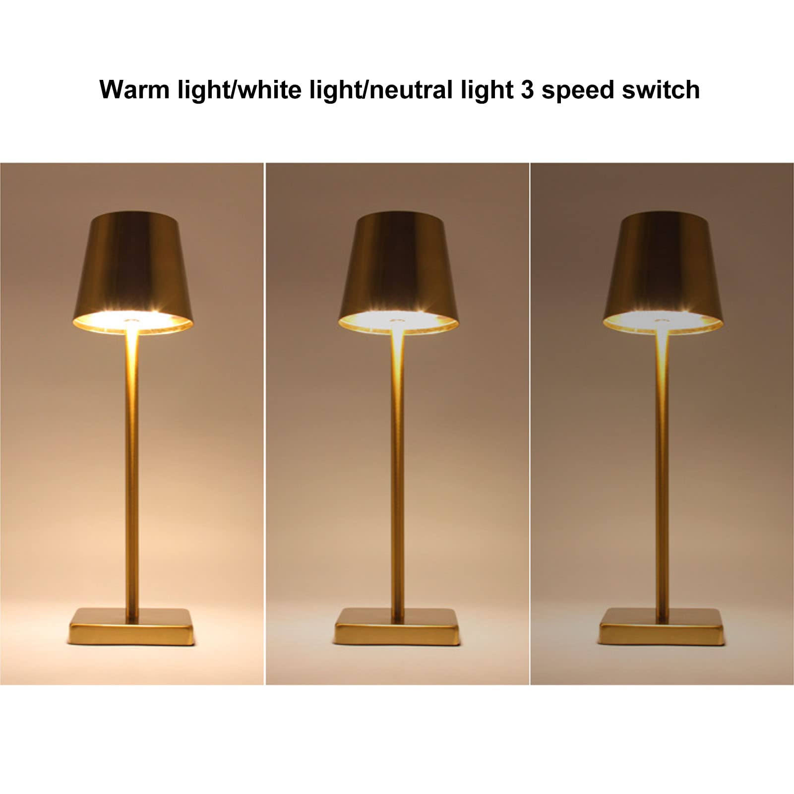 Topincn Table Lamp, High Brightness Led Touch Dimmable Modern Simple Table Lamp, Rechargeable Cordless Table Lamp For Restaurant Bar (Gold)