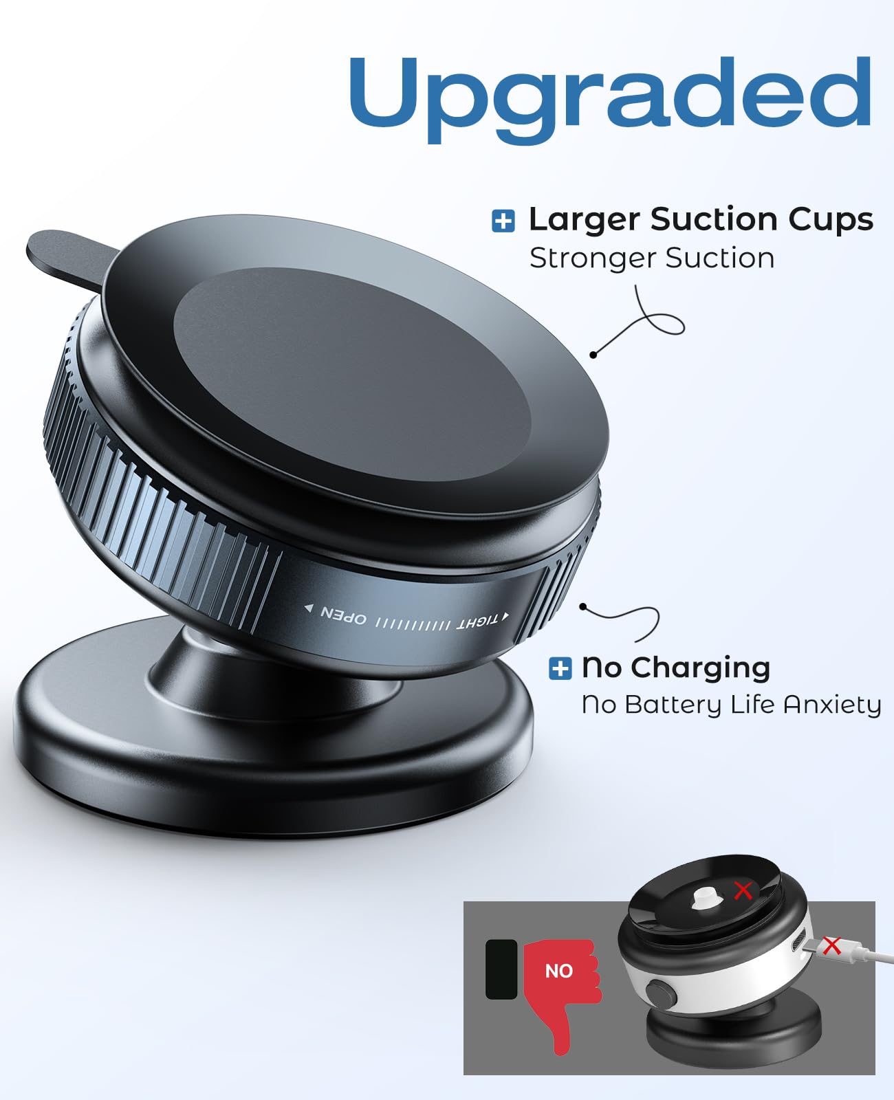 Niyevn Suction Cup Phone Mount,Magnetic Phone Holder For Car,360°Adjustable Vacuum Suction Phone Mount For Gym/Mirror/Smooth Surface, Compatible With Iphone And All Smartphones