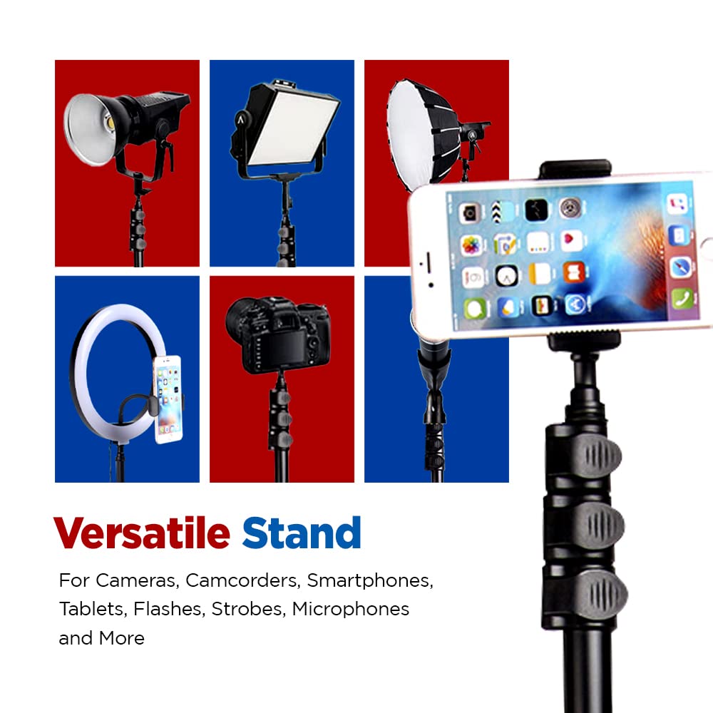 Vidpro St-90 Venturemaxx Professional 90-Inch Adjustable Stand - Lightweight Tripod Compatible With Cameras Camcorders Smartphones Ring Lights Microphones & More Includes Ball Head & Clamp