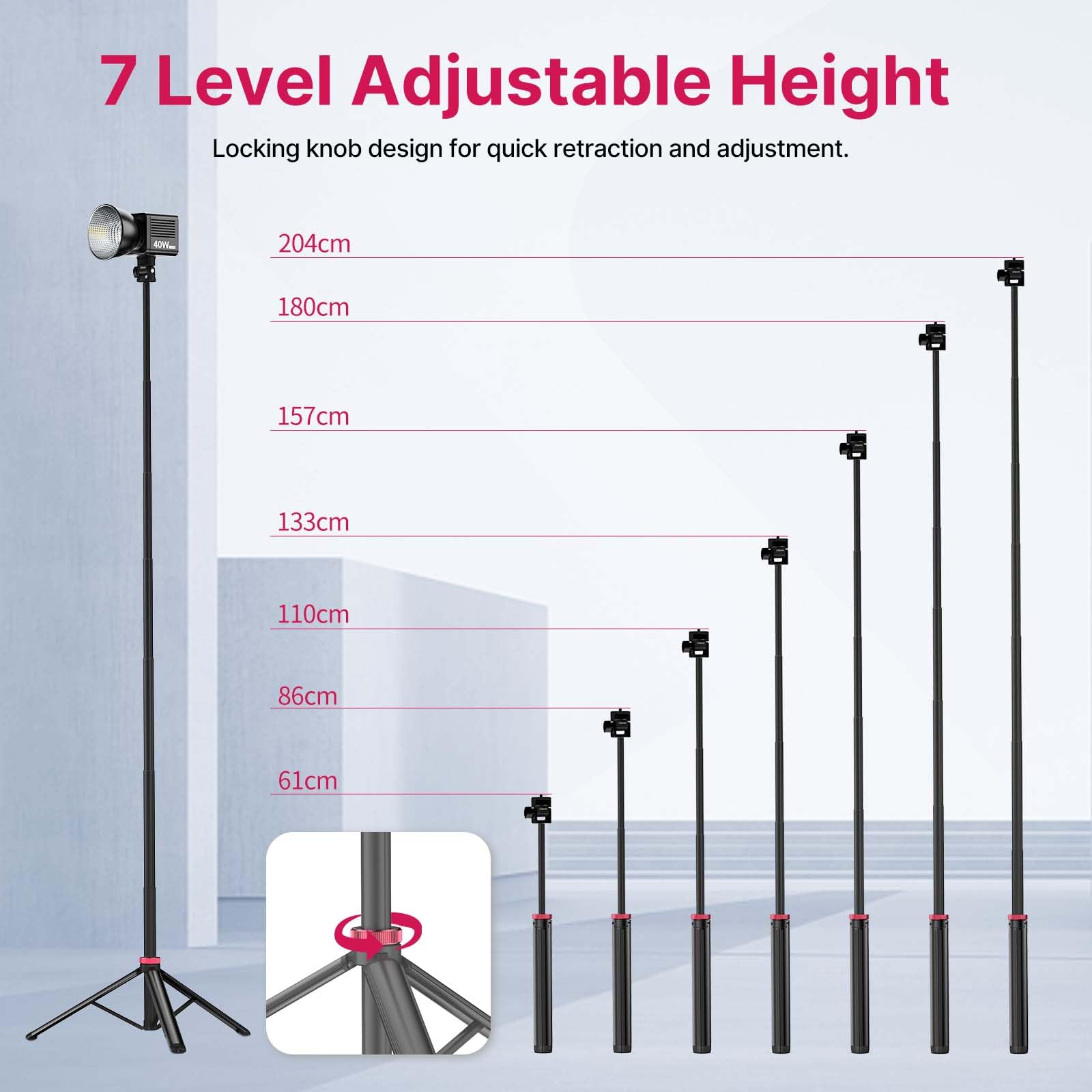 Vijim Mt-79 Extendable Photography Stand, 81" Portable Adjustable Light Tripod With 1/4" Screw, 360 Ball Head Camera Phone Tripod For Continute Output Lighting, Strobe, Webcams, Cameras