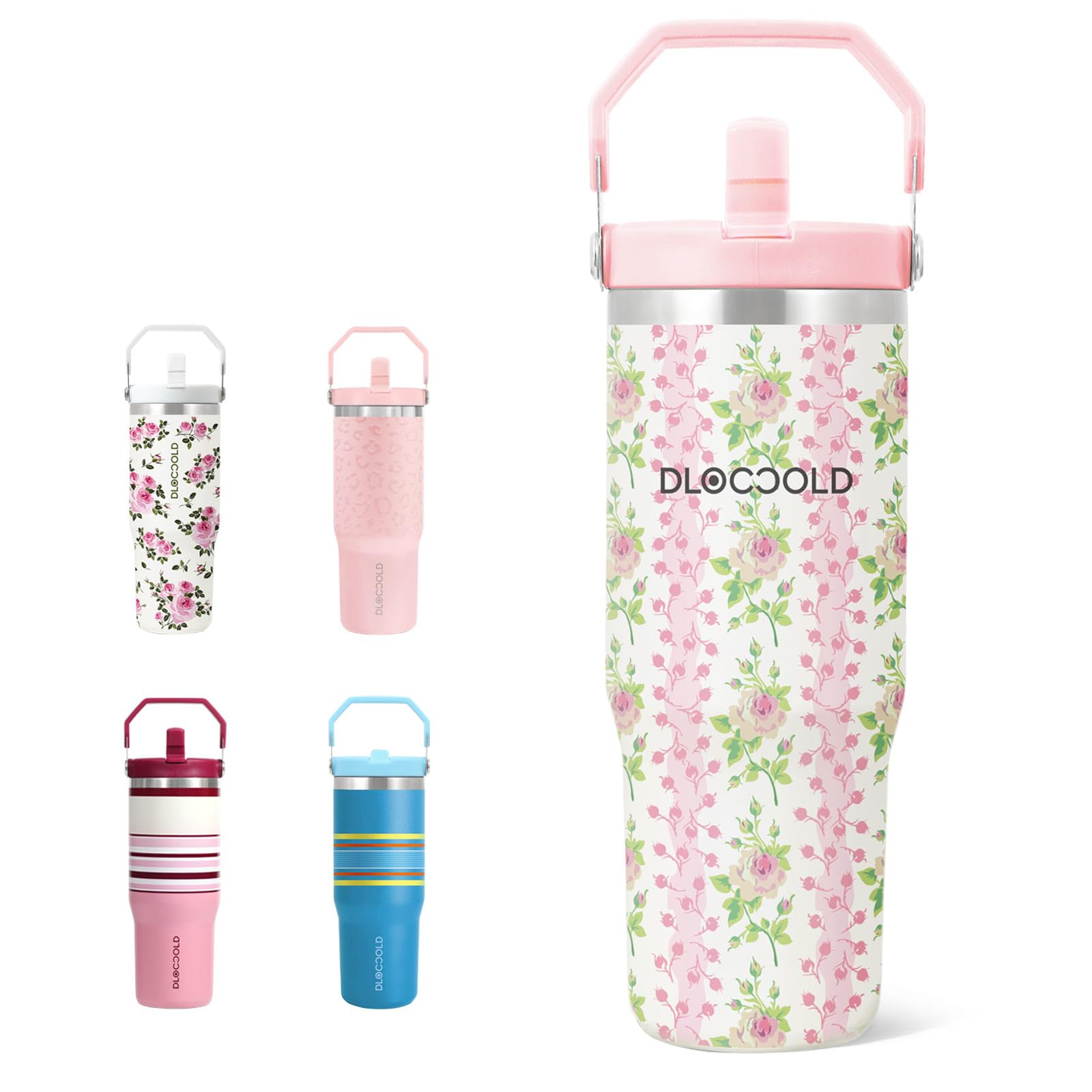 Dloccold 30 Oz Stainless Steel Tumbler With Flip Straw & Handle, Insulated Leak Proof