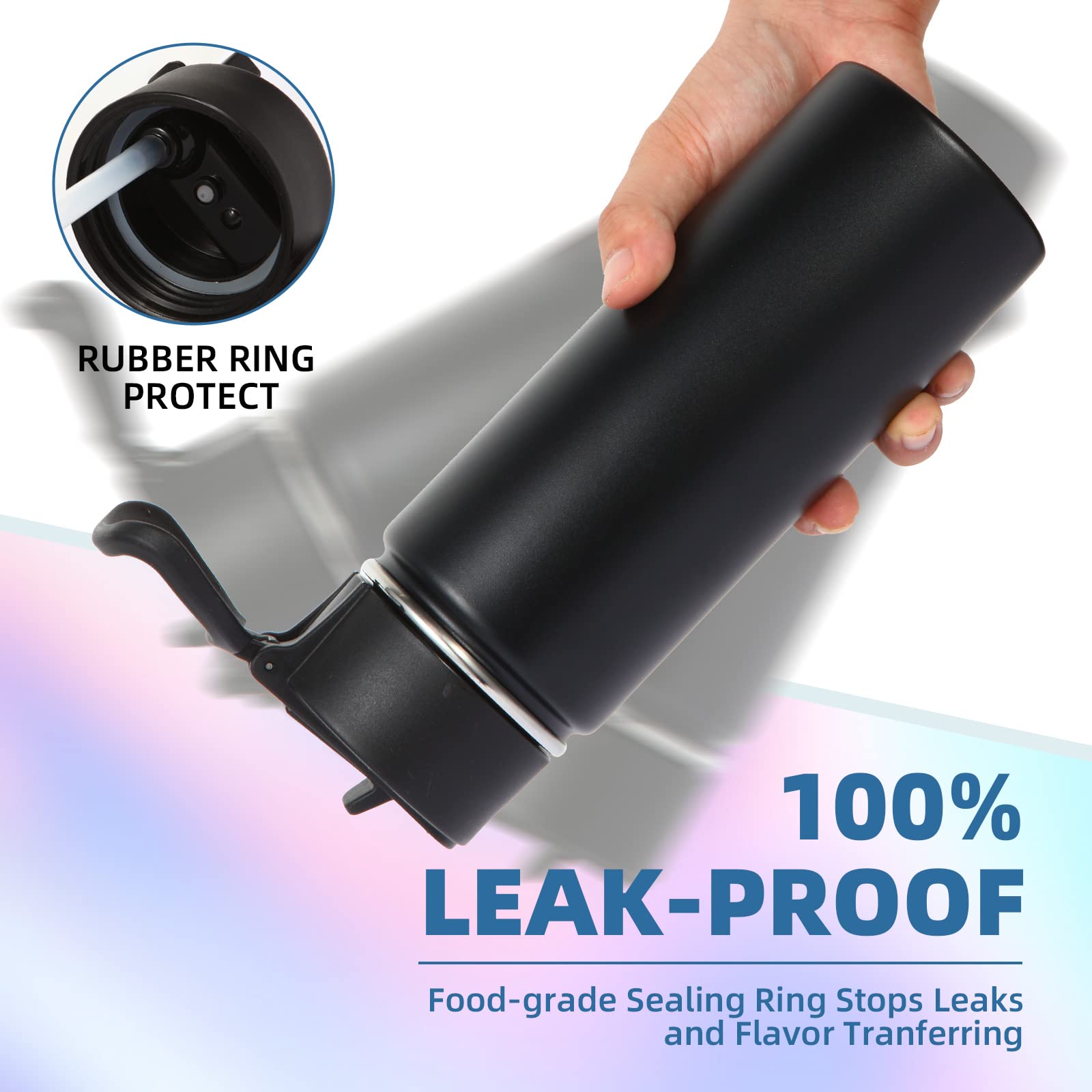 Volhoply 16 Oz Kids Water Bottle Bulk 4 Pack,Insulated Sports Bottles With Straw Lid,Stainless