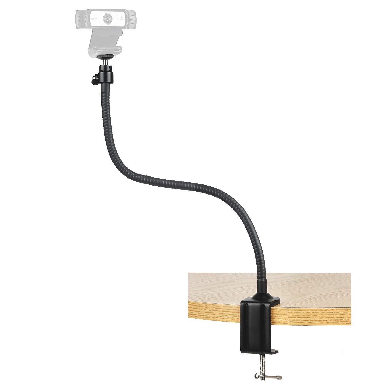 Acetaken Webcam Stand - 25 Inch Gooseneck Clamp Desk Webcam Mount Arm For Logitech Webcam C920S C920 C930E C922X C930 C922 C925E C615 Brio