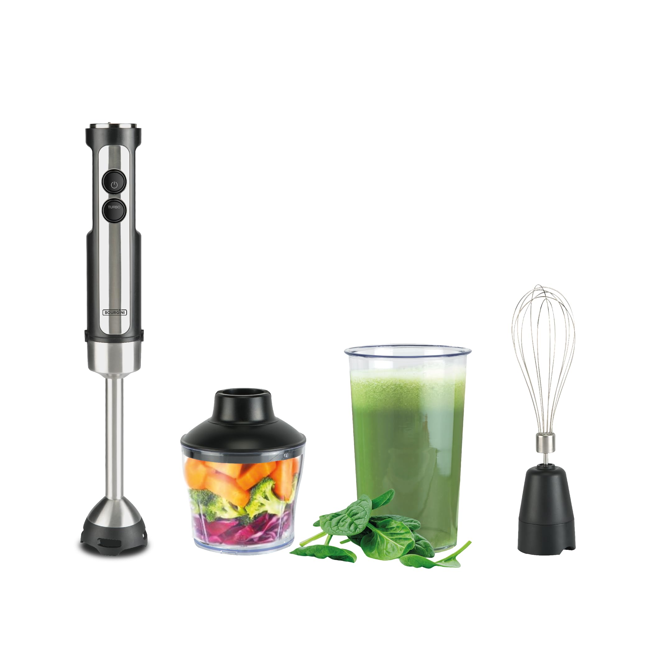 Bourgini Classic Extra Powerful Hand Blender With 20 Speeds And Turbo Mode Chopper 1200 W