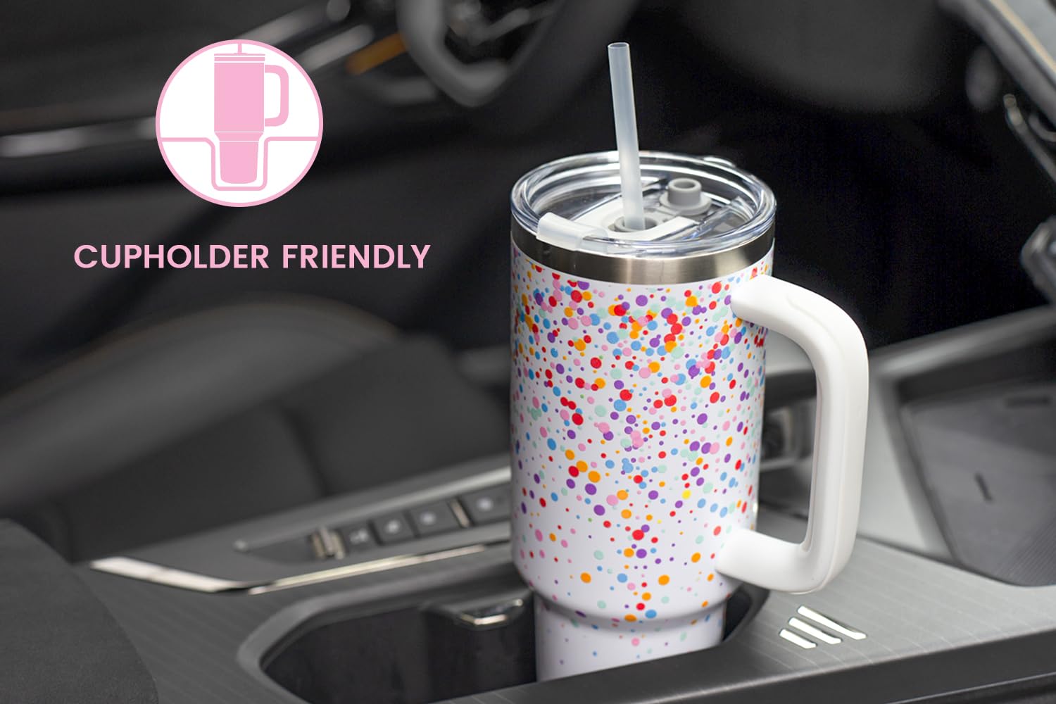 Zenbo 40 Oz Tumbler With Handle And Straw Lid Insulated Cup Reusable Stainless Steel Water Bottle