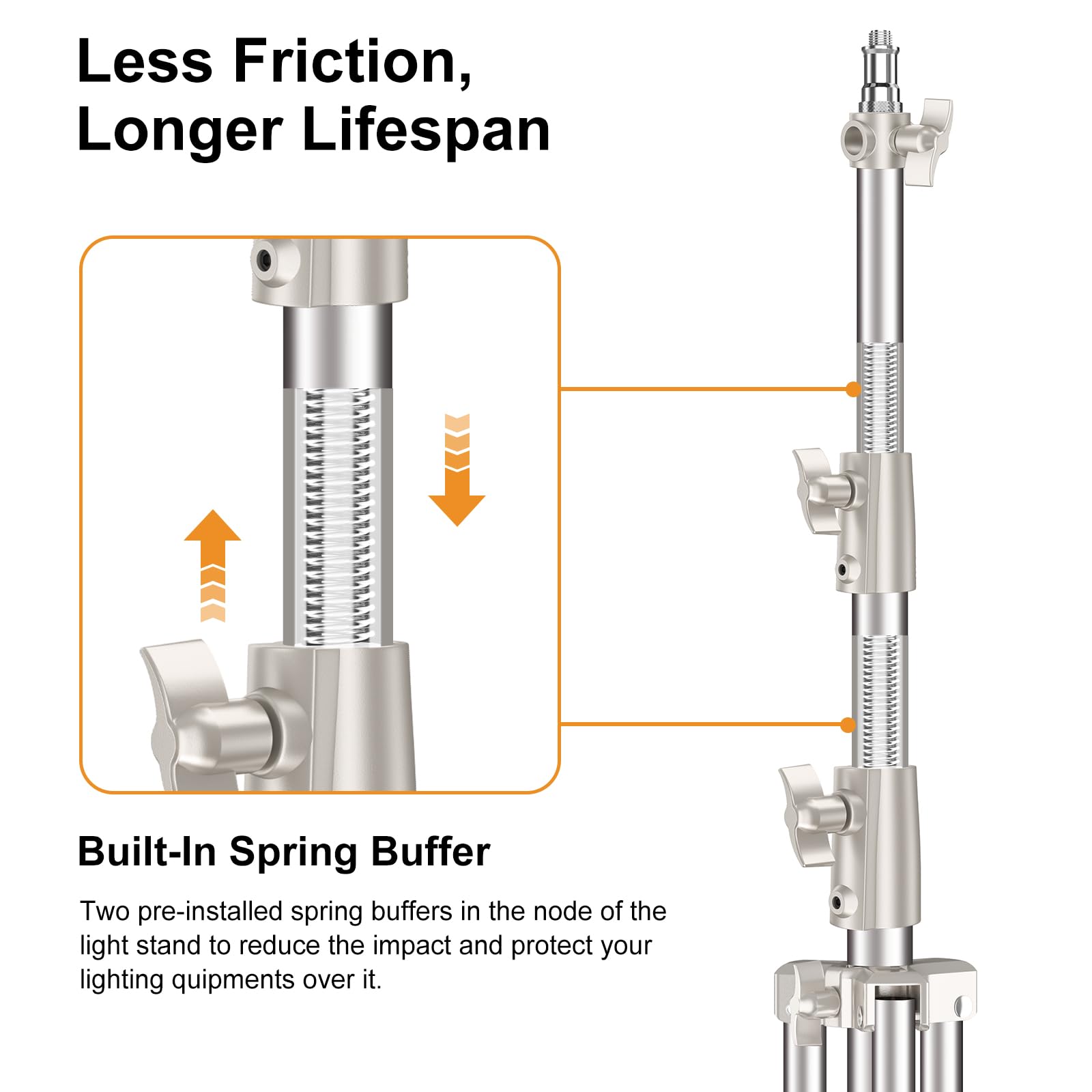 Anautin 9.2 Ft Stainless Steel Light Stand Photography, 2 Pack Heavy Duty Photography Tripod Stand With 1/4” To 3/8” Screw Adapter For Strobe,Led Video Light,Ring Light, Monolight, Softbox