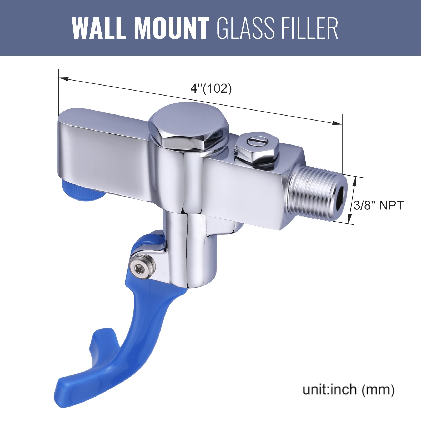 Iviga Glass Filler Wall Mount Push-Back Water Bottle Filling Station - Brass Bar Faucet For Cafe, Hotel, Kitchen - Male Inlet No Flange