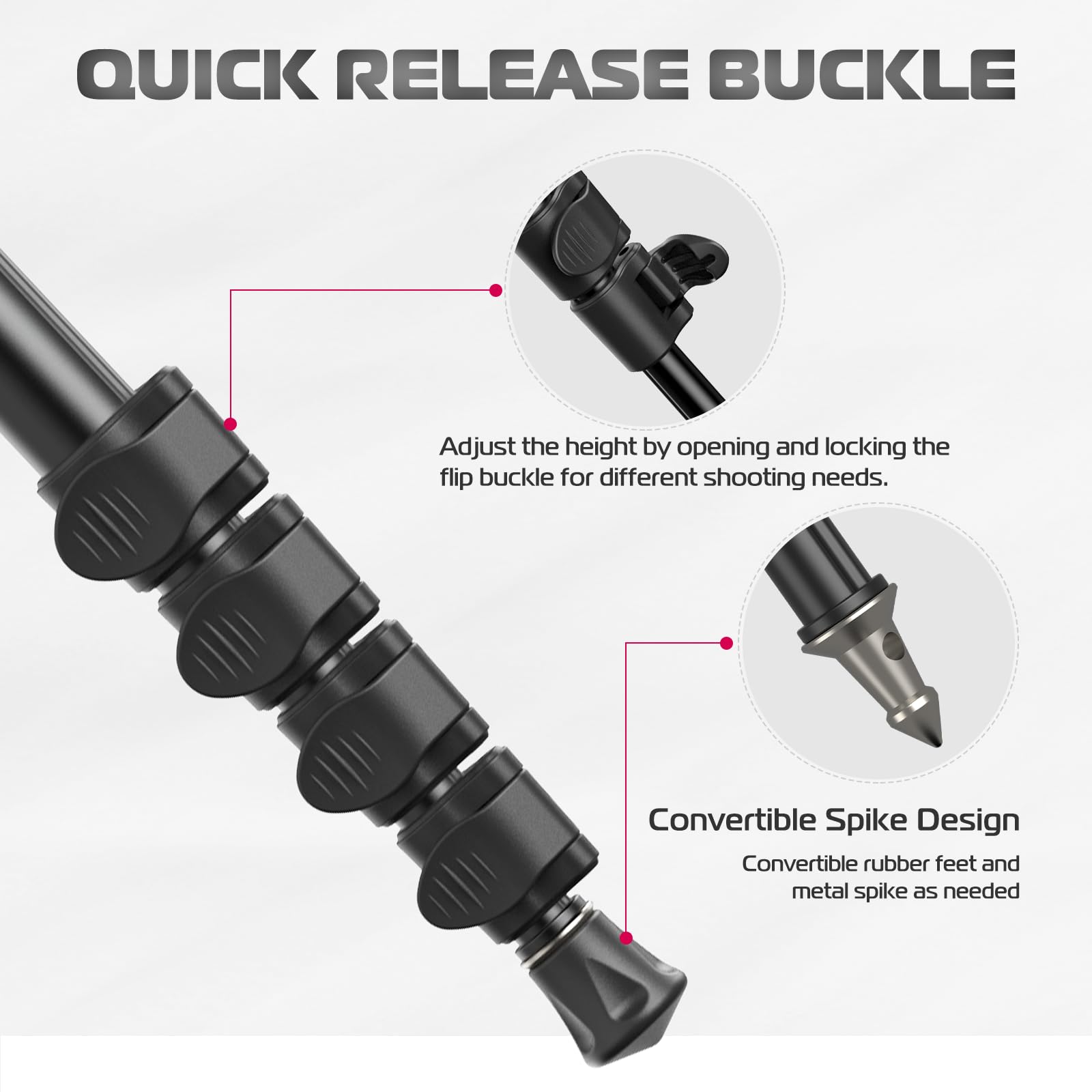 Ulanzi Tb12 Camera Monopod, 61" Aluminum Photography Monopod With 5-Section Height, Lightweight & Portable Camera Accessories, For Cameras Canon, Nikon & Sony Mirrorless & Dslr, Easy To Carry