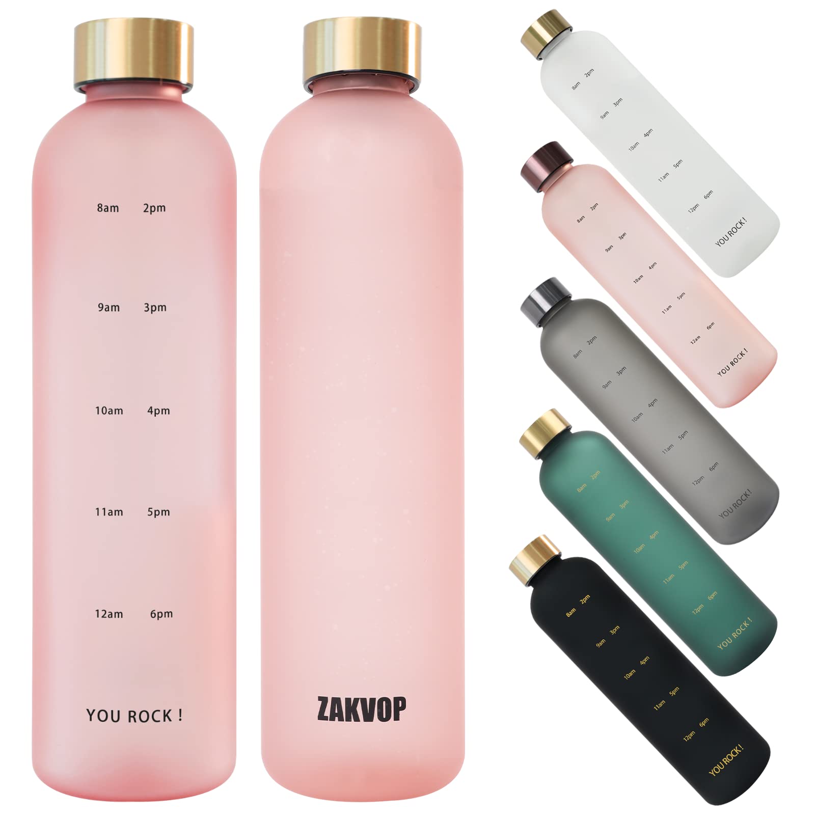 32Oz Water Bottles With Times To Drink, Motivational Water Bottle With Time Marker