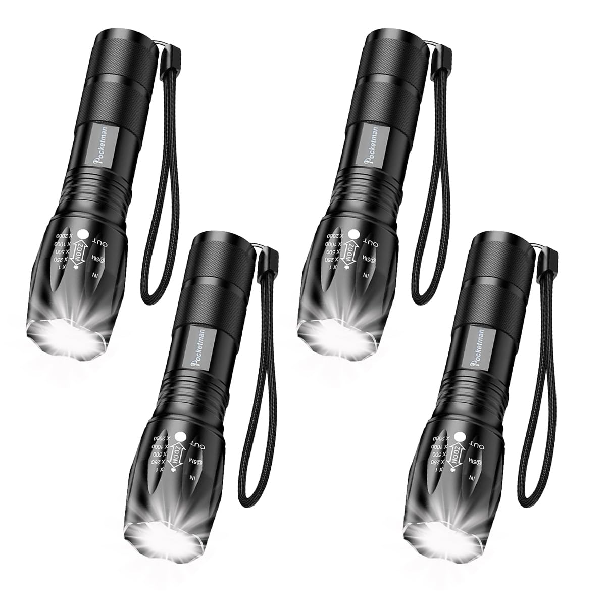 Boek Led Tactical Flashlight Super Bright 2000 Lumen Led Flashlights Portable Outdoor Water Resistant Torch With 5 Light Modes(4Pack)