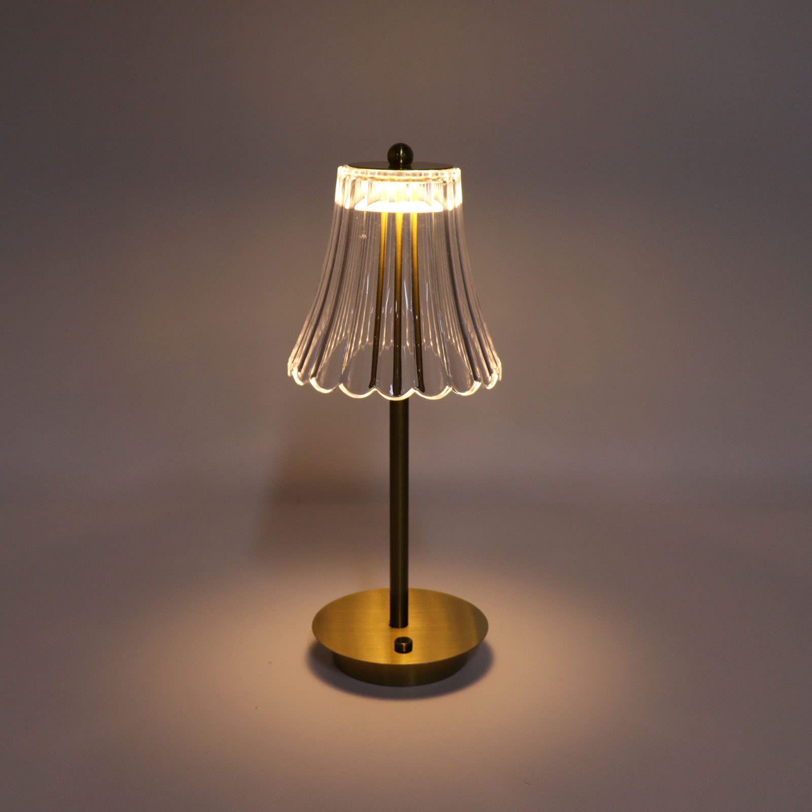 Pilipane Stepless Dimmable Desk Lamp , Crystal Touch Table Lamp For Bedrooms Nightstand , Acrylic Usb Charging Cordless Bedside Lamp For Living Guest Dinning Room Kitchen Copper Color