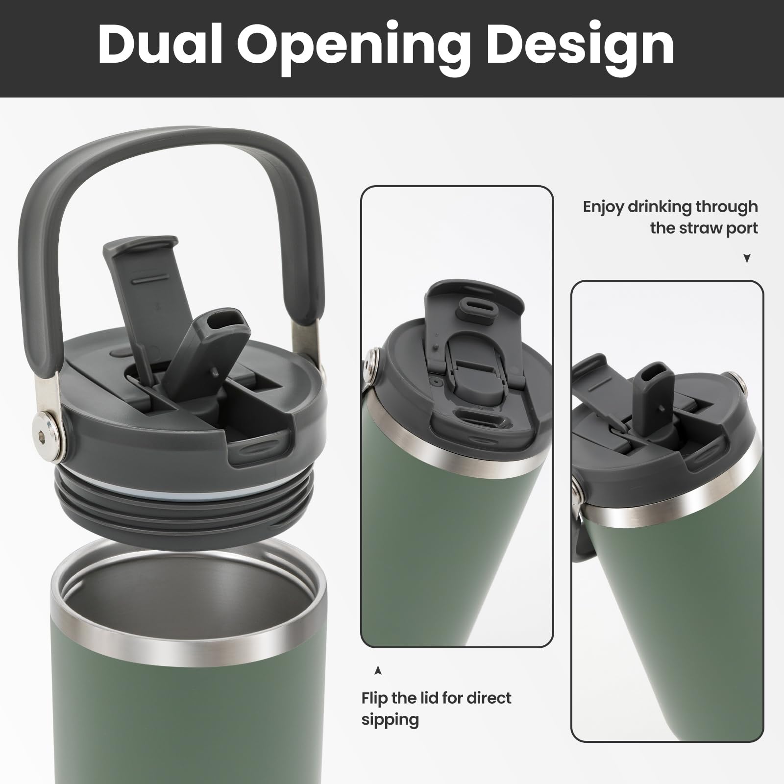 32 Oz 2.0 Stainless Steel Tumbler With Leak-Proof Lid And Straw, Double-Wall Vacuum Insulated
