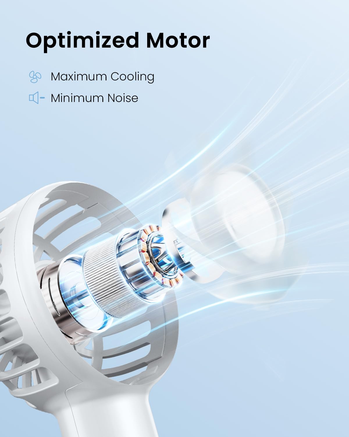 Gaiatop Mini Portable Handheld Fan, 3 Speed Powerful Battery Operated, Small Usb Rechargeable