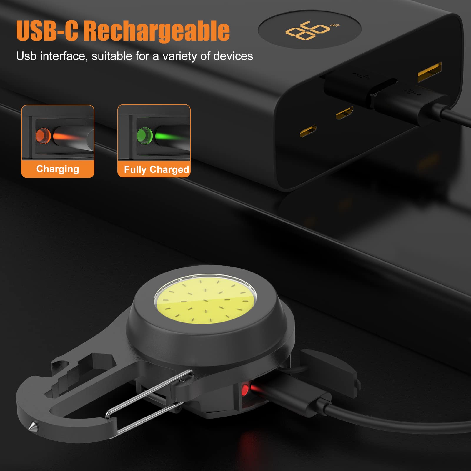 Wejoy Mini Flashlight, Rechargeable, Portable, Waterproof, 800 Lumen, 4 Light Modes, Magnetic, Keychain, Led, Gray