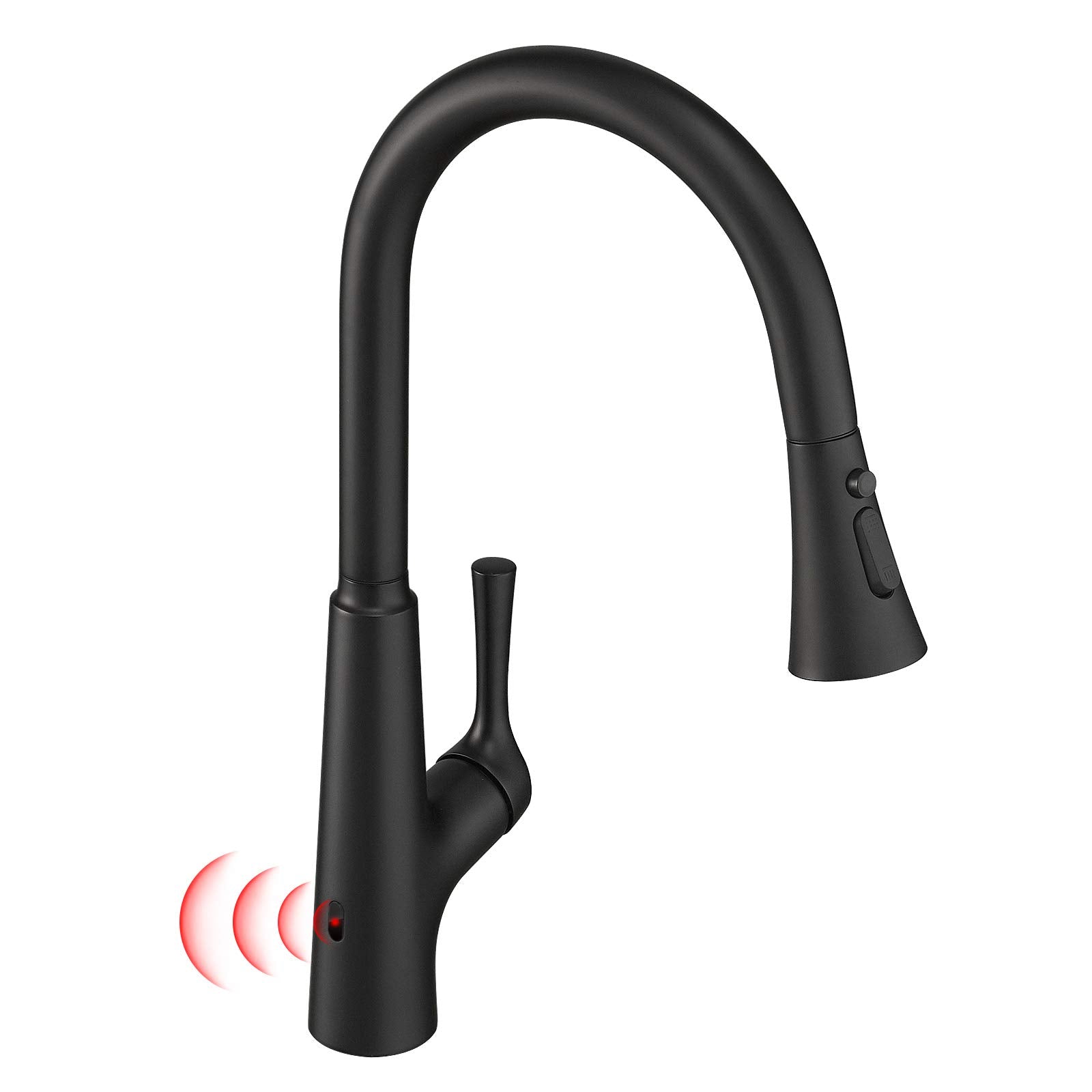 Gimili Touchless Black Kitchen Faucet With Pull Down Sprayer, Single Handle Motion Sensor Activated Hands- Kitchen Sink Faucet Matte Black