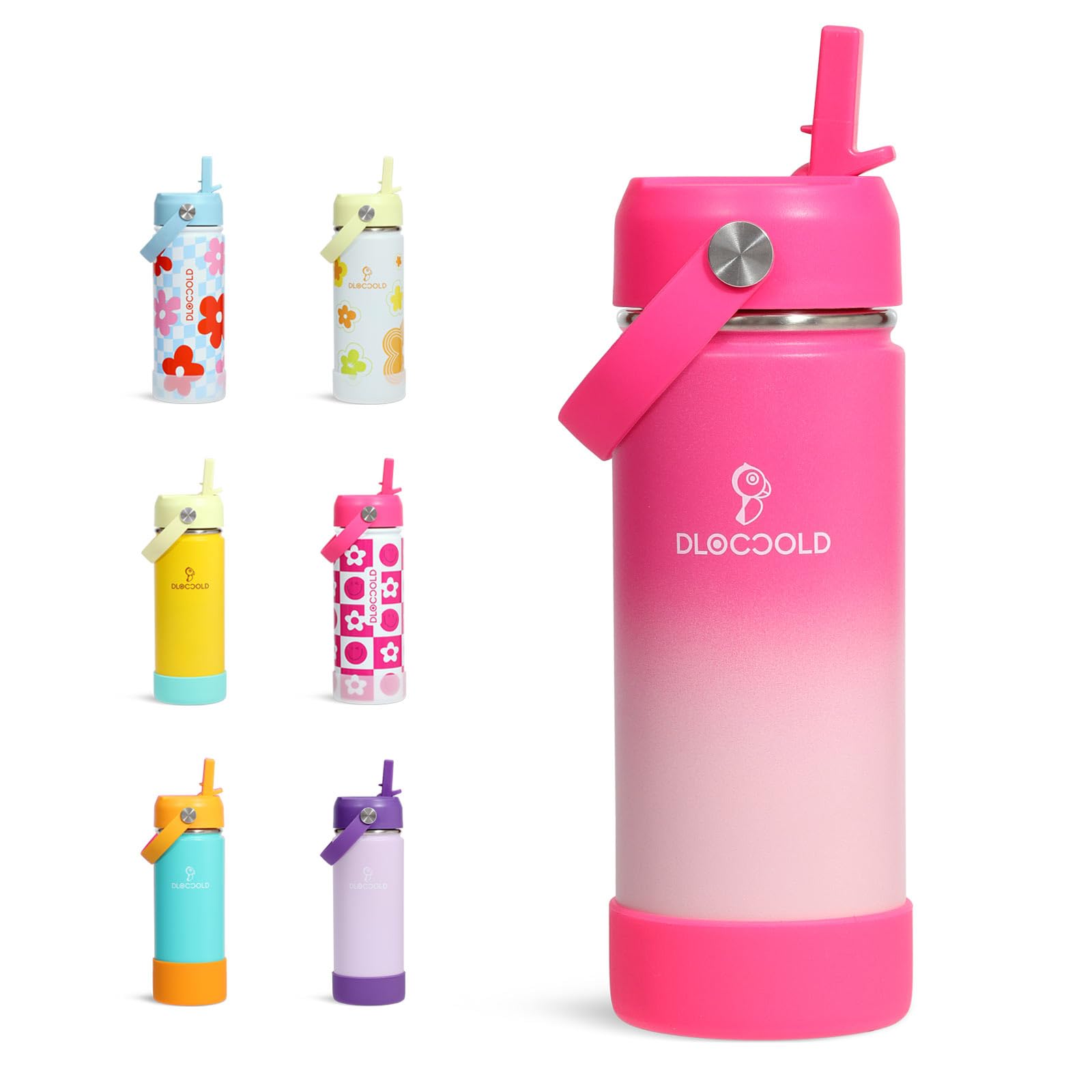 Dloccold 20Oz Kids Water Bottle With Leakproof Straw Lid & Handle, Insulated Stainless Steel