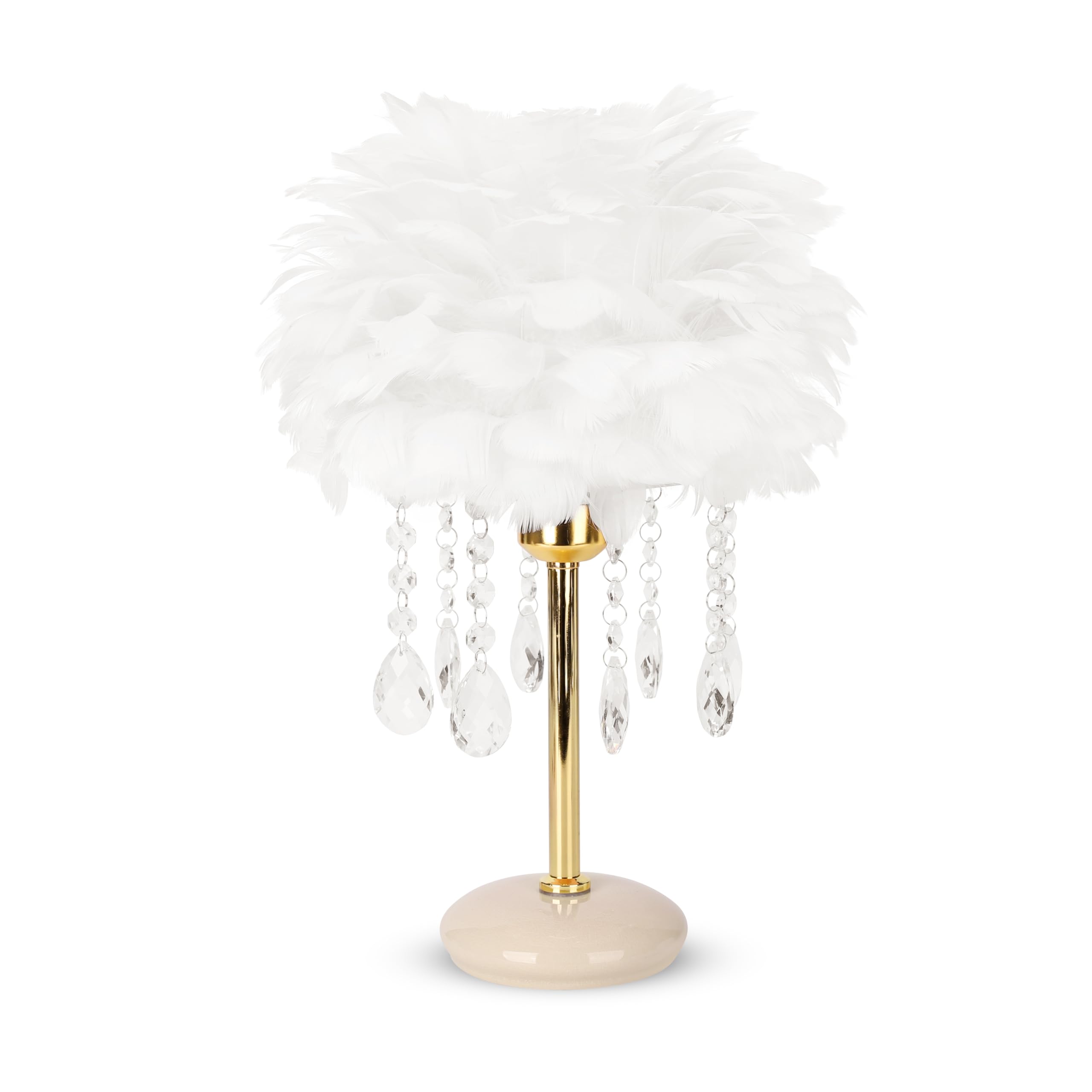 Gpsrsai Smart Feather Lamp Enchanting Rgb Dimmable Crystal Table Lamp Cute Princess Desk Light Small Led Bedside Lamp For Girls Room (White)
