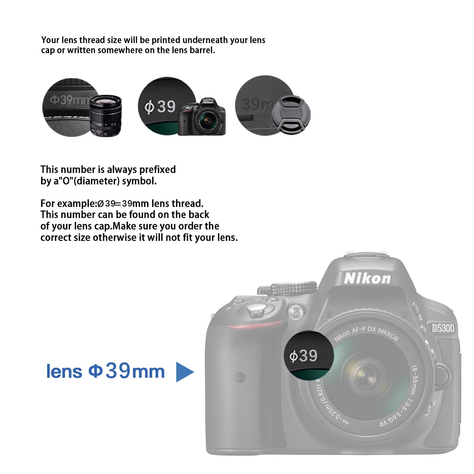 Amopofo 39Mm Lens Cap Center Snap On Lens Cap Suitable For Compatible With All Brands Any Ø39Mm With Camera Lenses.