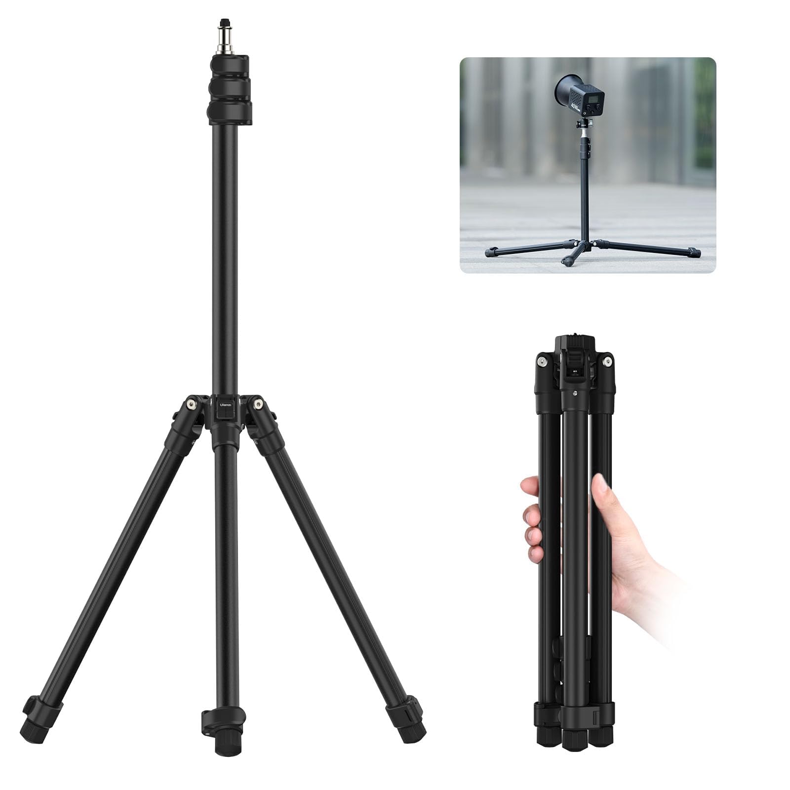 Vijim Ulanzi Tt43 Extendable Photography Light Stand, Adjustable 6.23Ft Aluminum Tripod, Reversible Portable Studio Lighting Tripod For Continute Output Lighting/Strobe Light/Webcams/Cameras/Softbox