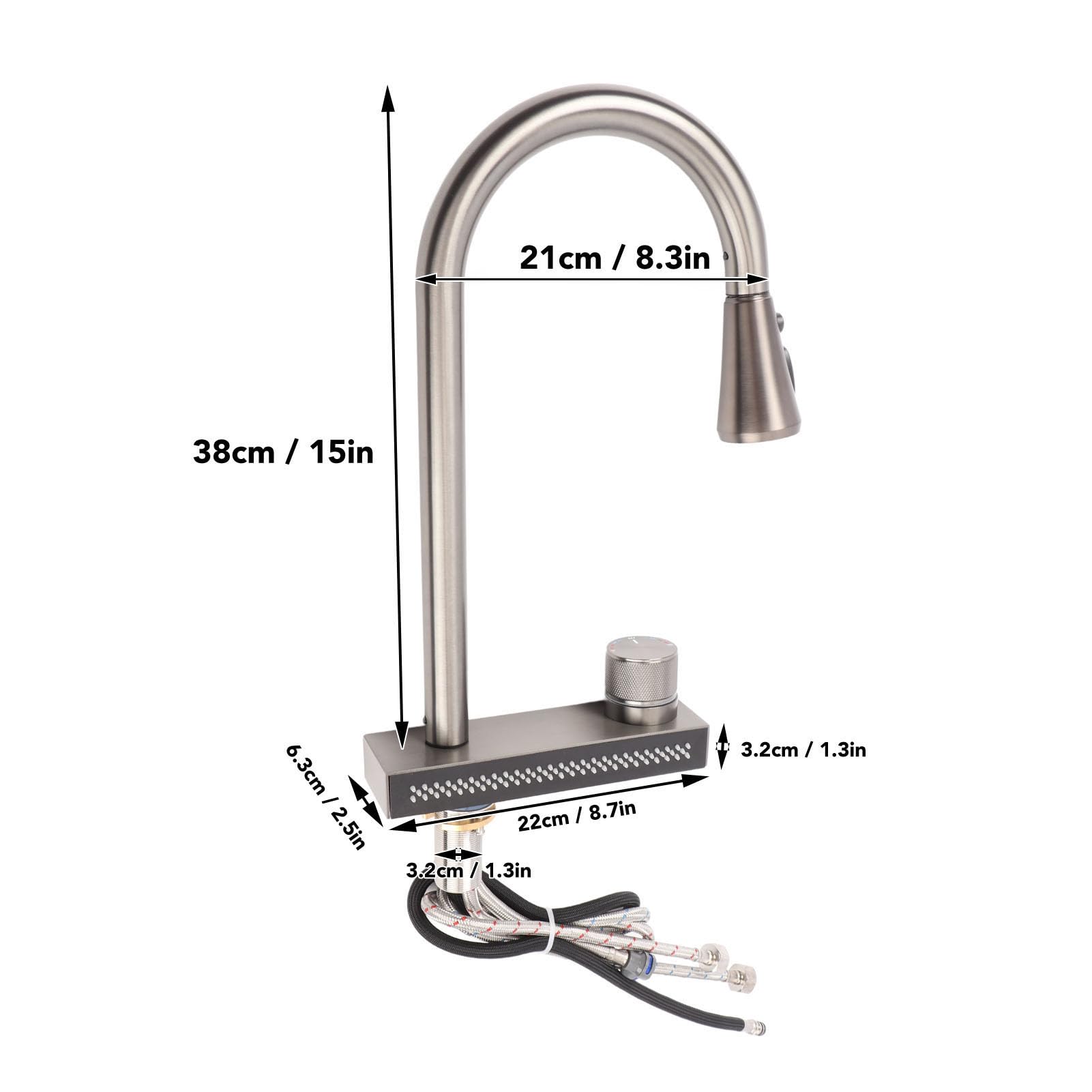 Fabater Kitchen Sink Faucet With Pull Out Waterfall And 4 Water Outlet Modes, Rainfall Water Tap, G1/2 Interface, Replacement