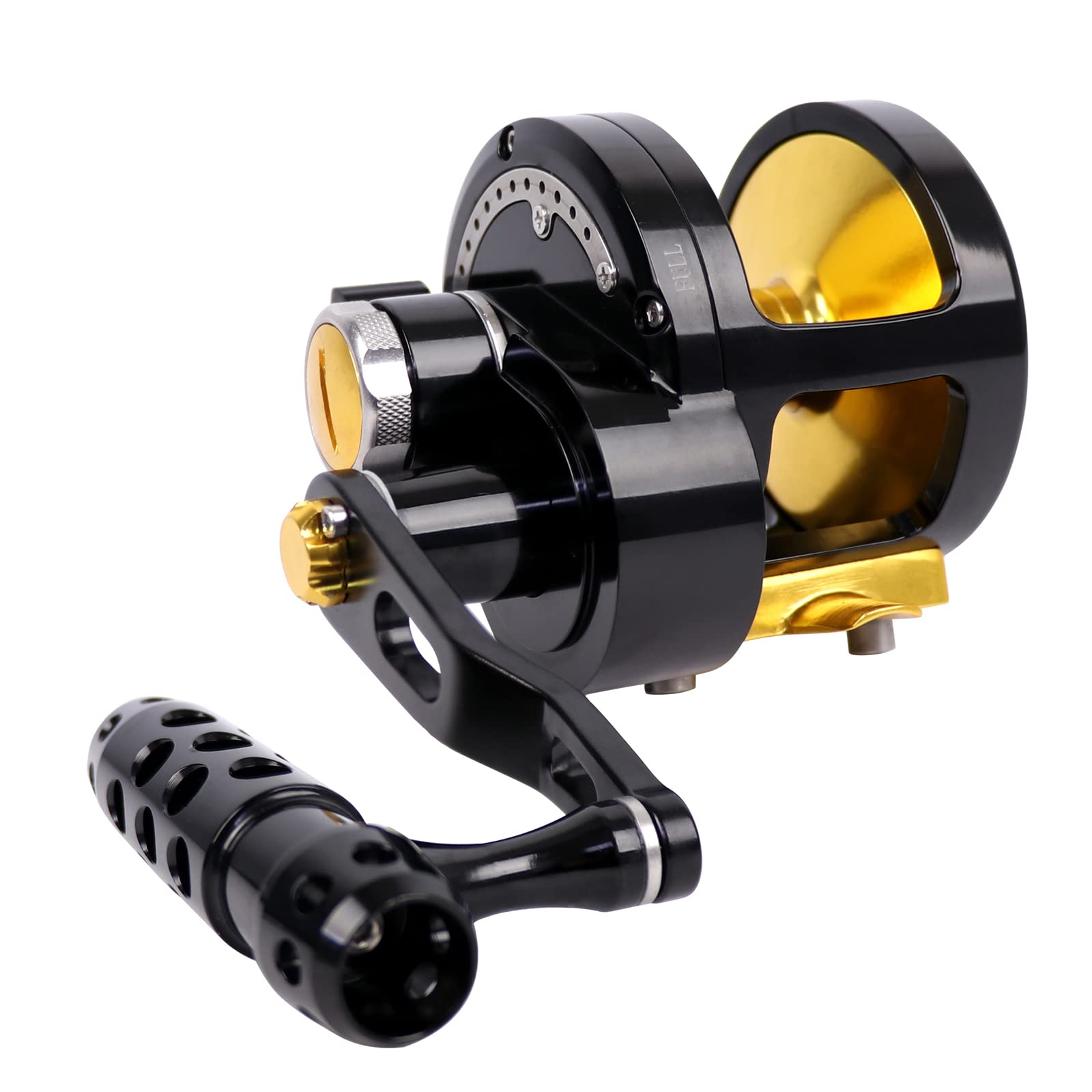 Fiblink Trolling Fishing Reel Boat Fishing Conventional Fishing Reel Aluminum Alloy Body Large Line Capacity Double Brake 55 Lbs Max Drag