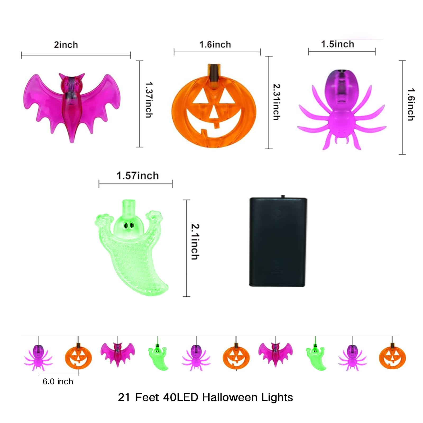Cyindzchwy Halloween Decoration Lights, 40Led Pumpkin Bat Ghost Battery Operated String Lights, 2 Lighting Modes Waterproof Halloween String Lights For Indoor Outdoor Garden Tree Patio Yard Party Decor