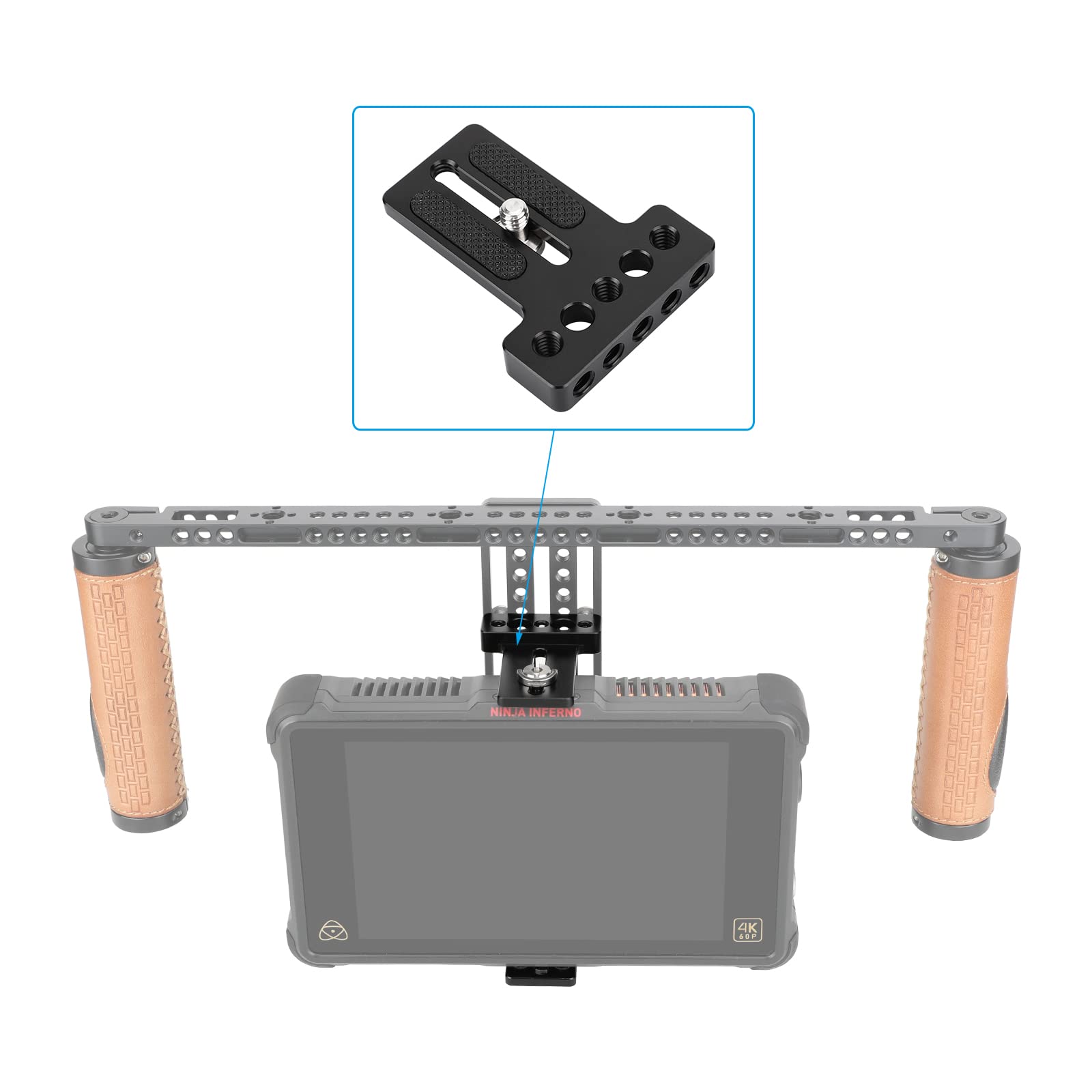 Camvate Bottom Plate With Mounting Slot For Monitor Cage Rig - 3174