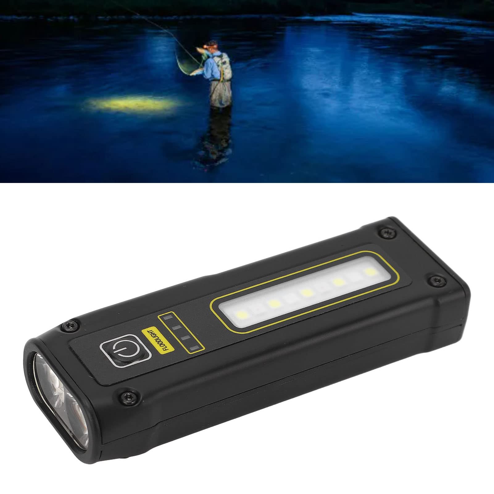 Yunseity Black Flashlight Spot Light, Magnet Suction, Ipx4 Waterproof, Type C Rechargeable Warning Flashlight, 1500Mah, Vibrant Lights, Good Shock Resistance, With Magnet Suction
