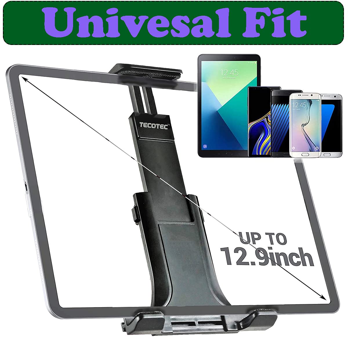 Tecotec Universal 2 In 1 Car Cup Holder Tablet Mount,  9" Long Neck Cup Holder Ipad Holder For All Cellphones/Z Fold 3/2/Rugged Phones/Tablets Up To 12.9"