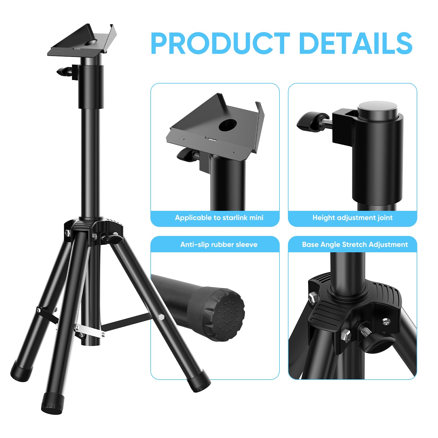 Veoev Starlink Mini Tripod Stand - Heavy Duty Adjustable Portable Mount For Outdoor Use, Compatible With Starlink Mini/V4, Ideal For Camping And Rv Travel