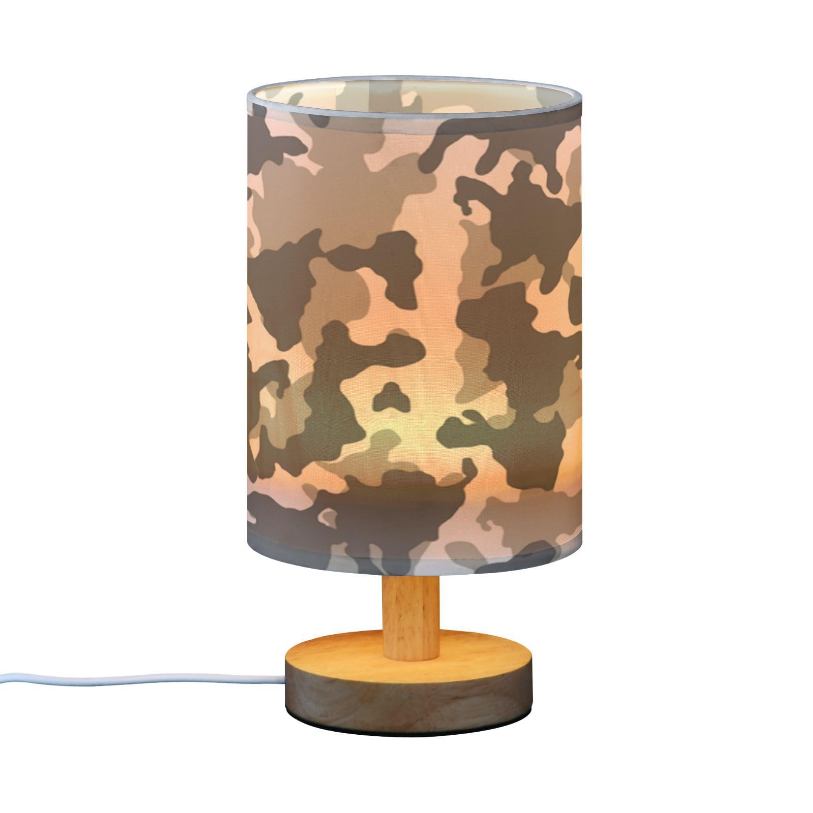 Kigai Camo Style Bedside Table Lamp,Nightstand Lamp With Usb Ports Bedside Lamp For Living Room Bedroom Home Office