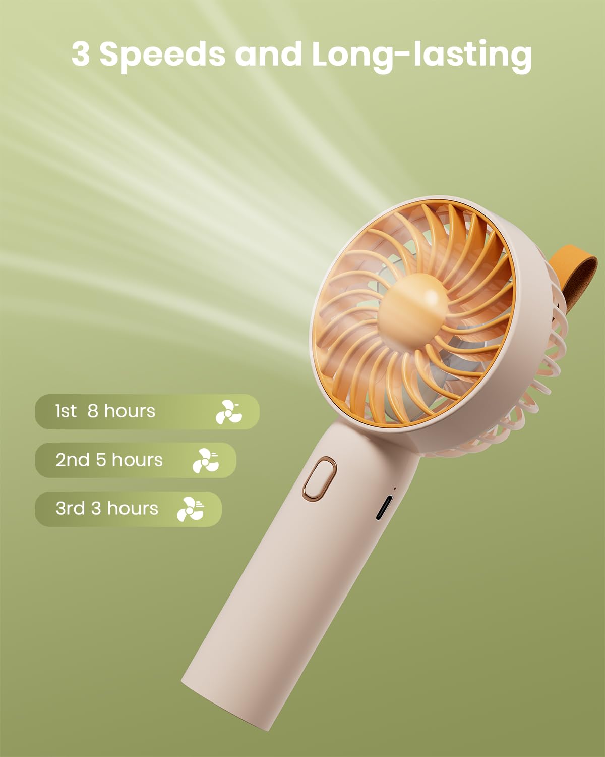 Retro Portable Fan, Mini Personal Handheld And Desktop With Base, 3 Powerful Speed, Usb Rechargeable